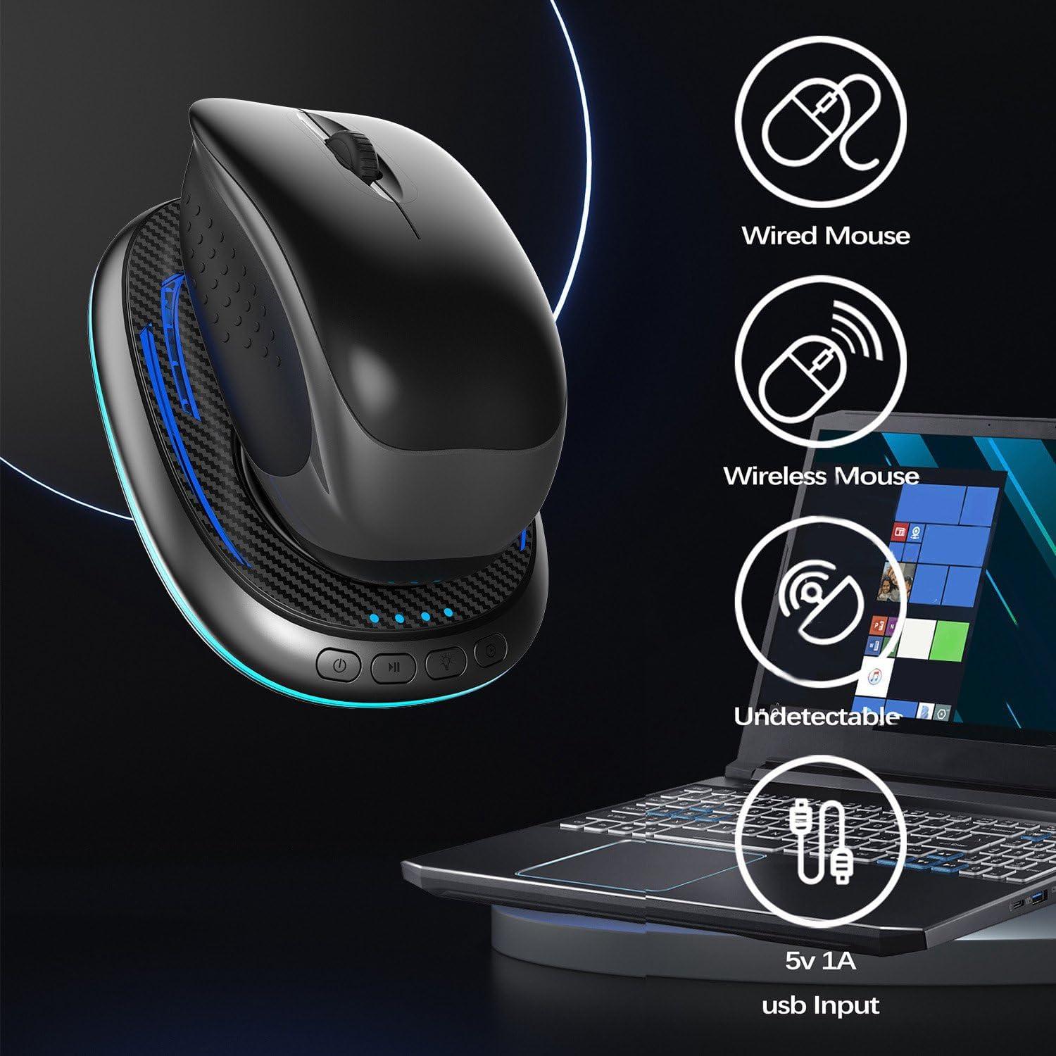 2PCS Mouse Mover Jiggler RGB Undetectable Mouse Mechanical Movement Pad with Timer Lock Screen Prevention Friendship Set, White&Black, 500433490