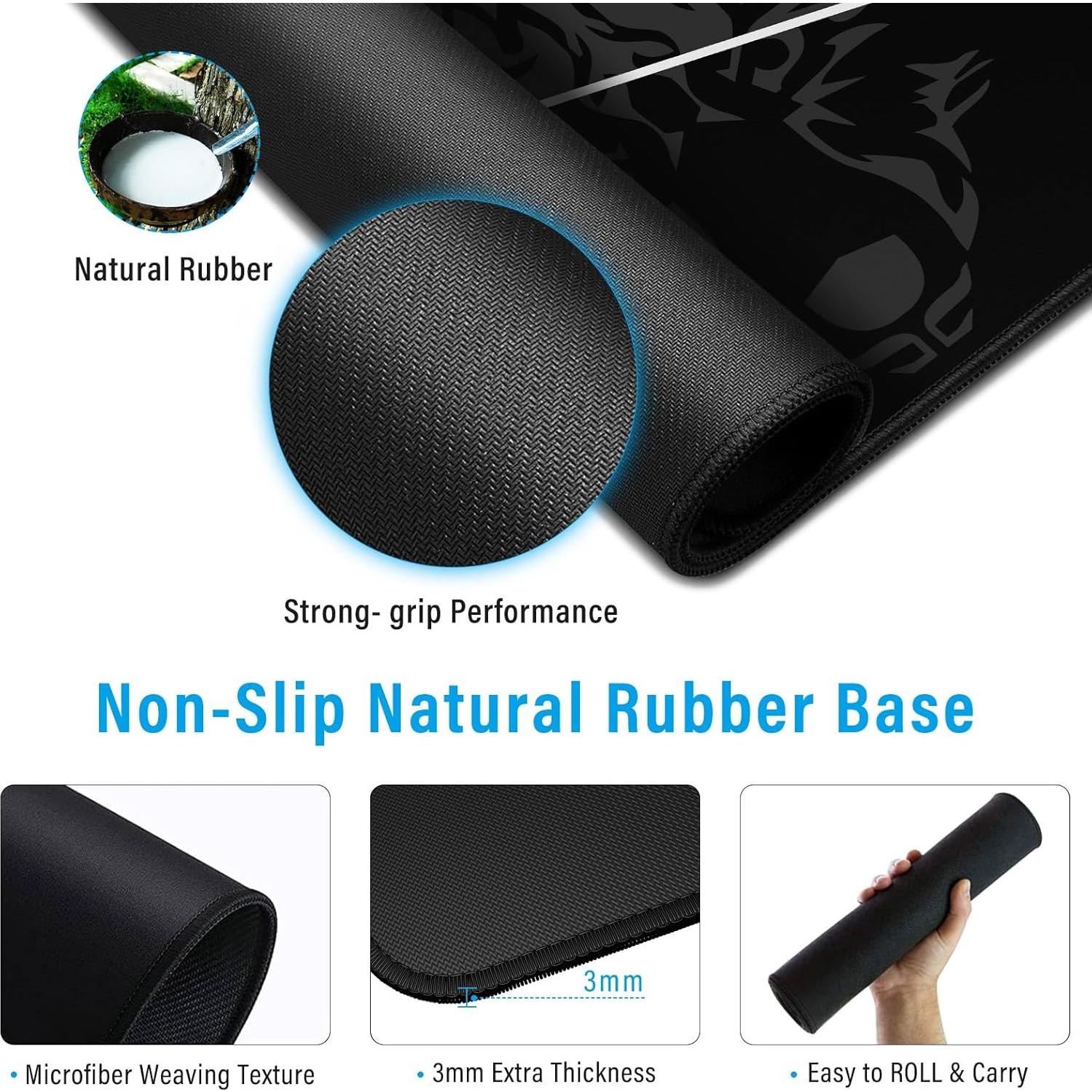 Alfombrilla de Ratón Grande Anpollo Gris 90x40 cm Antideslizante