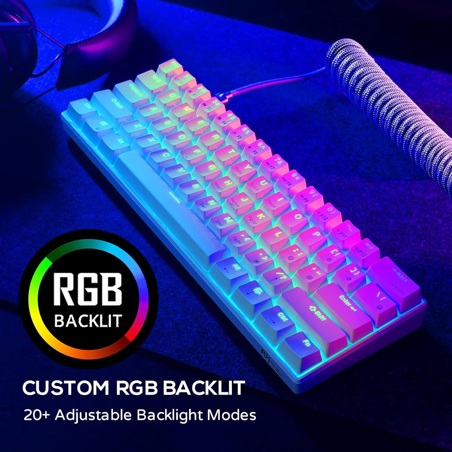 RK ROYAL KLUDGE RK61 Mechanical Keyboard, M30 Mouse, Wireless Gaming Keyboard and Mouse Combo, Programmable