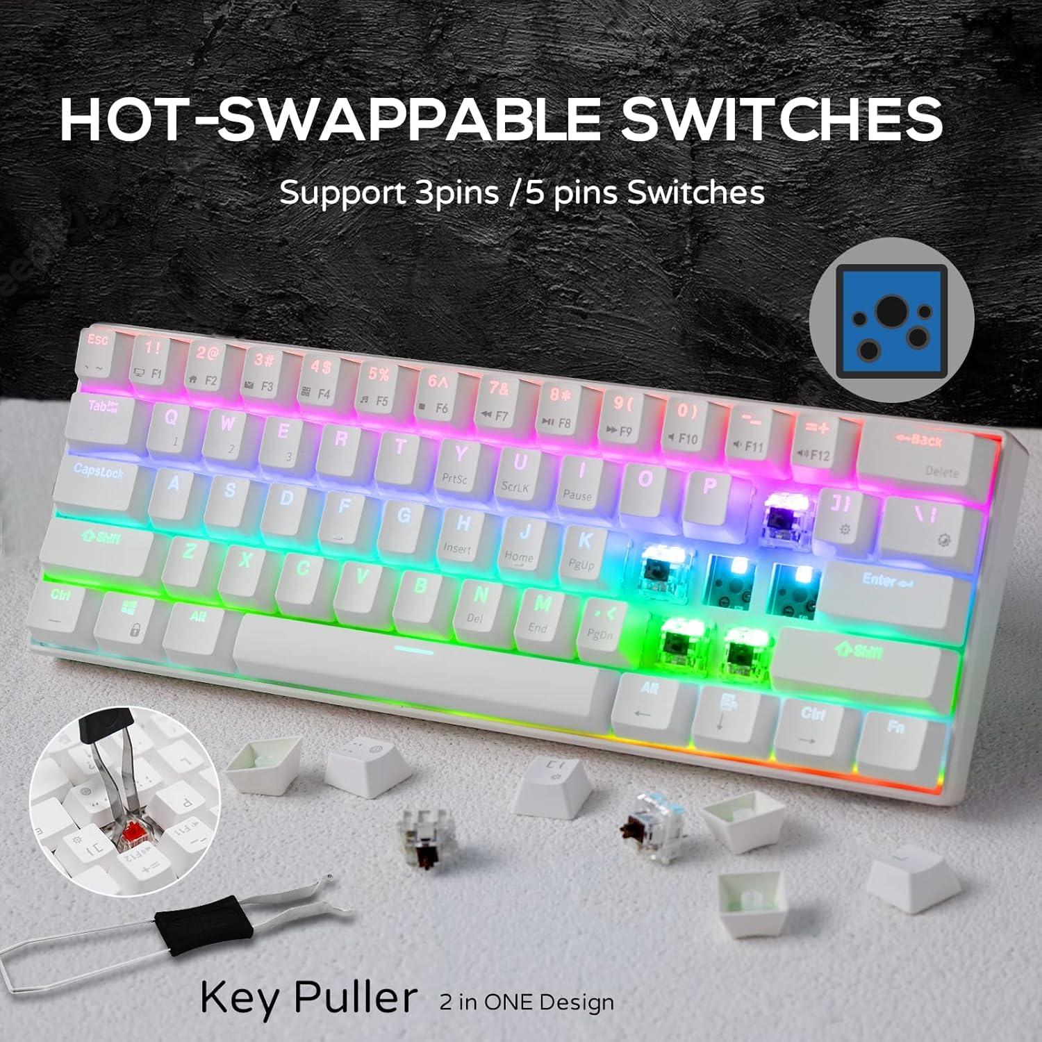 RK ROYAL KLUDGE RK61 Mechanical Keyboard, M30 Mouse, Wireless Gaming Keyboard and Mouse Combo, Programmable