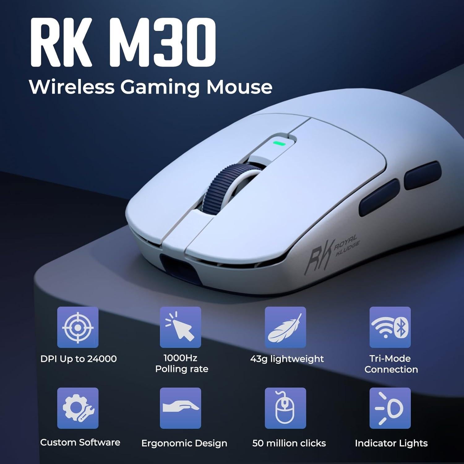 RK ROYAL KLUDGE RK61 Mechanical Keyboard, M30 Mouse, Wireless Gaming Keyboard and Mouse Combo, Programmable
