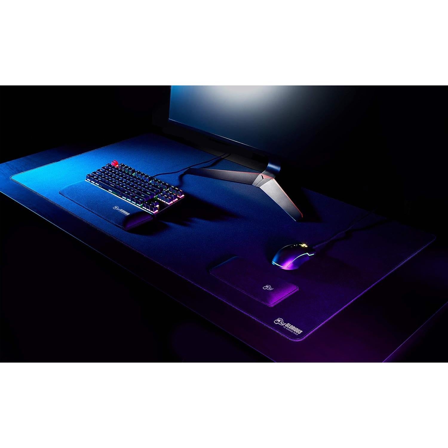 Glorious 3XL Extended Gaming Mouse Mat/Pad - Large, Wide (3XL Extended) Black Cloth Mousepad, Stitched Edges | 24"x48" (G-3XL)