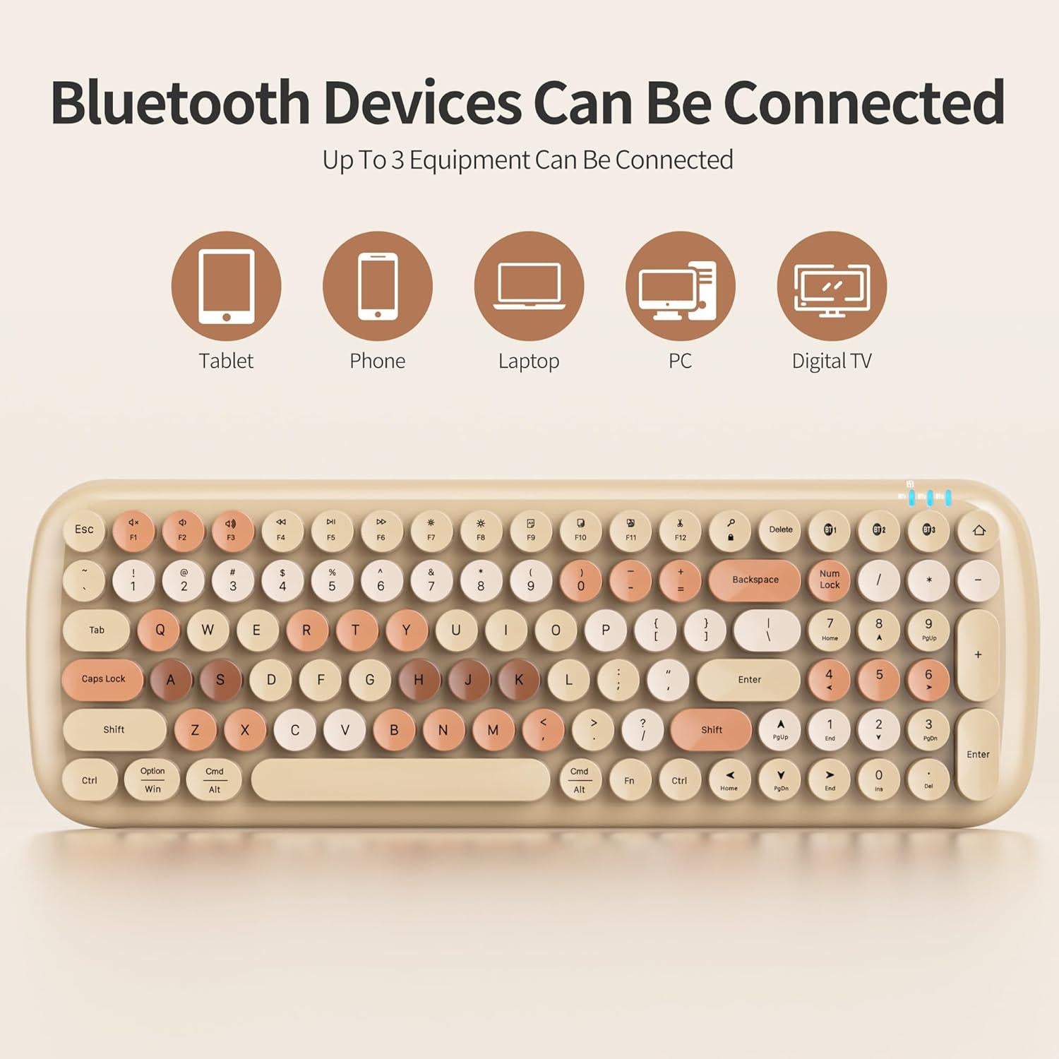 Teclado Inalámbrico Bluetooth Mosptnspg 100 Teclas Retro Colorido