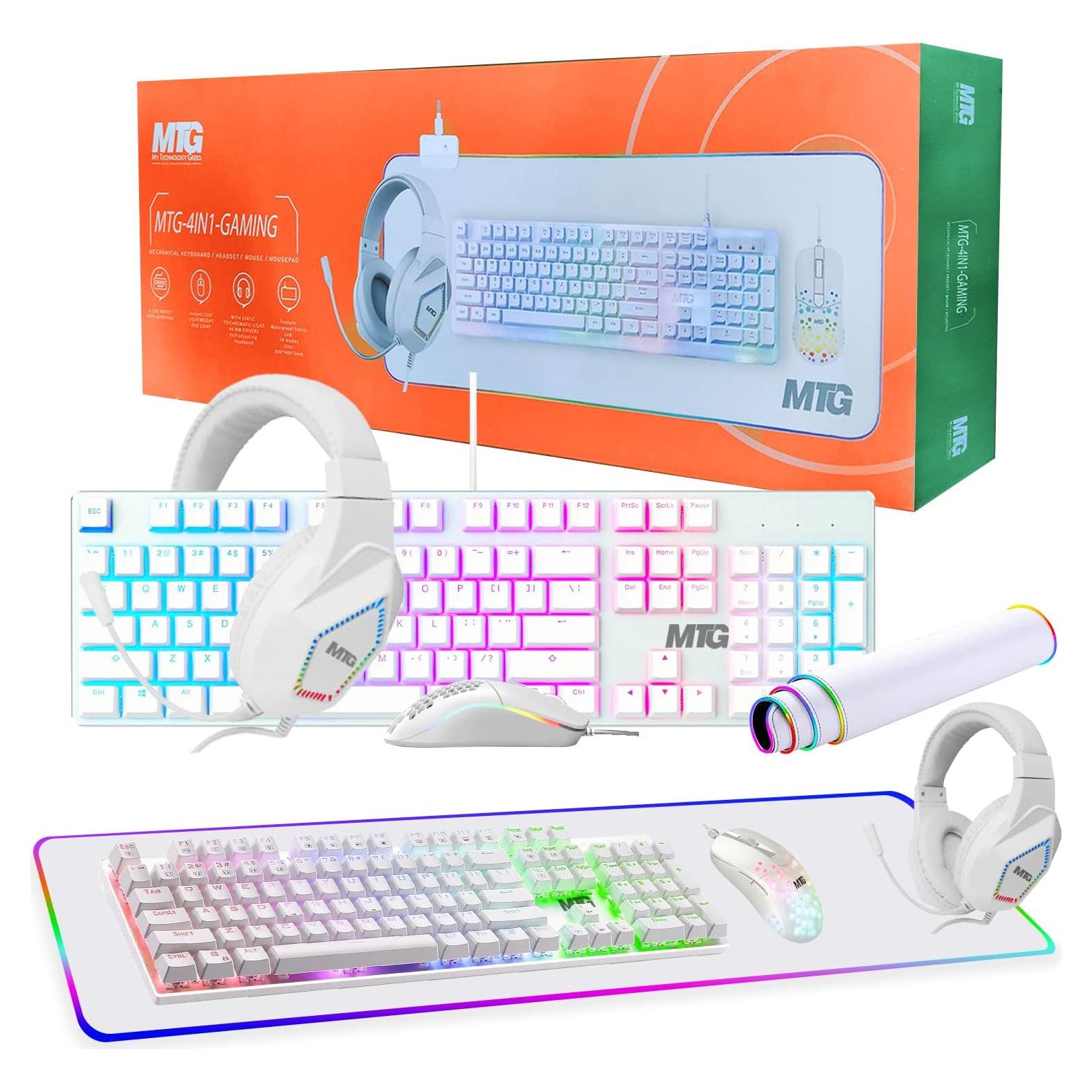Kit de Juegos MTG 4 en 1: Teclado, Ratón, Auriculares y Alfombrilla RGB