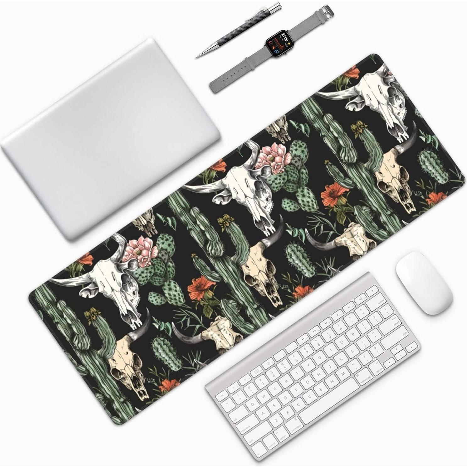 Alfombrilla de Ratón Grande Famame Cactus Cráneo de Toro 80x30 cm