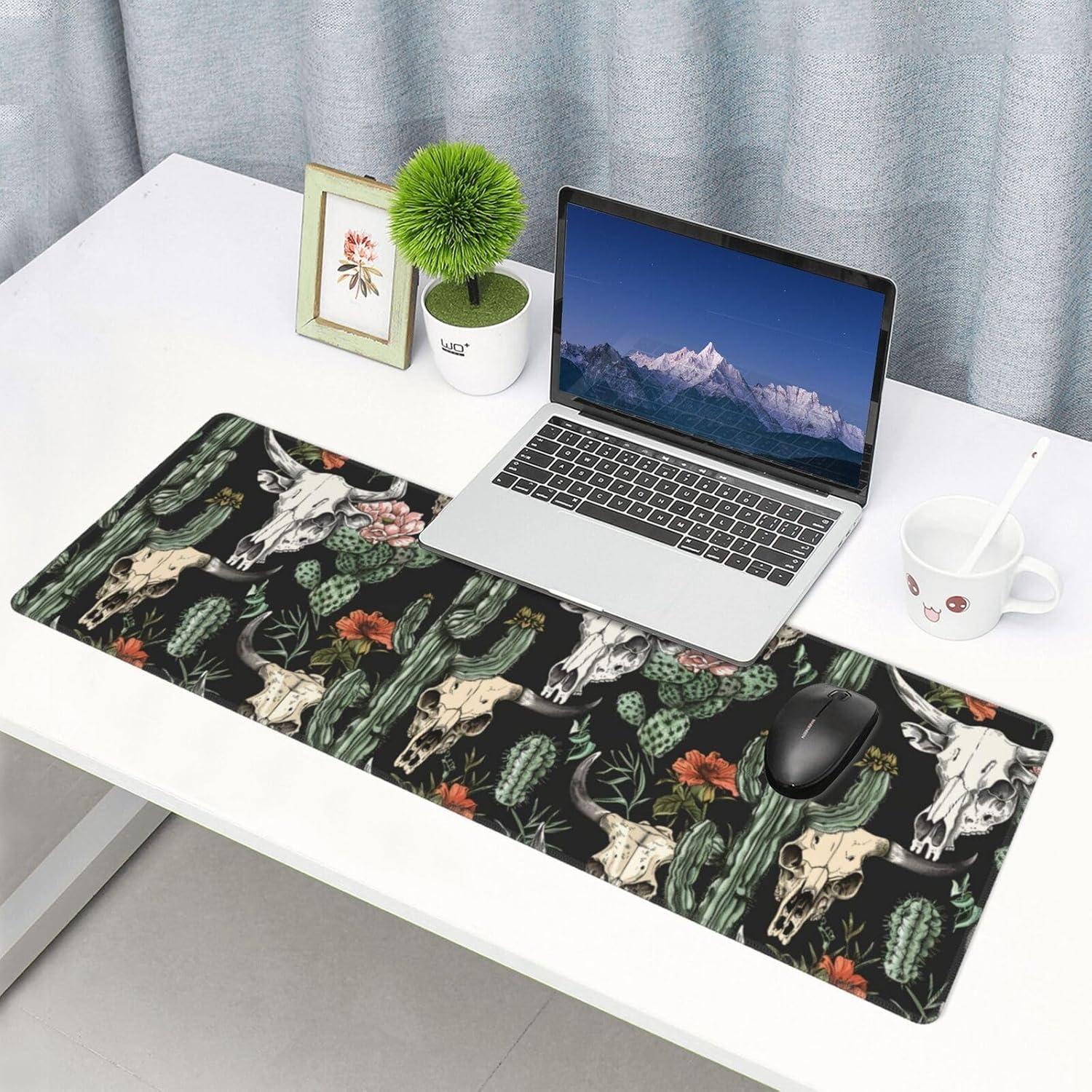 Alfombrilla de Ratón Grande Famame Cactus Cráneo de Toro 80x30 cm