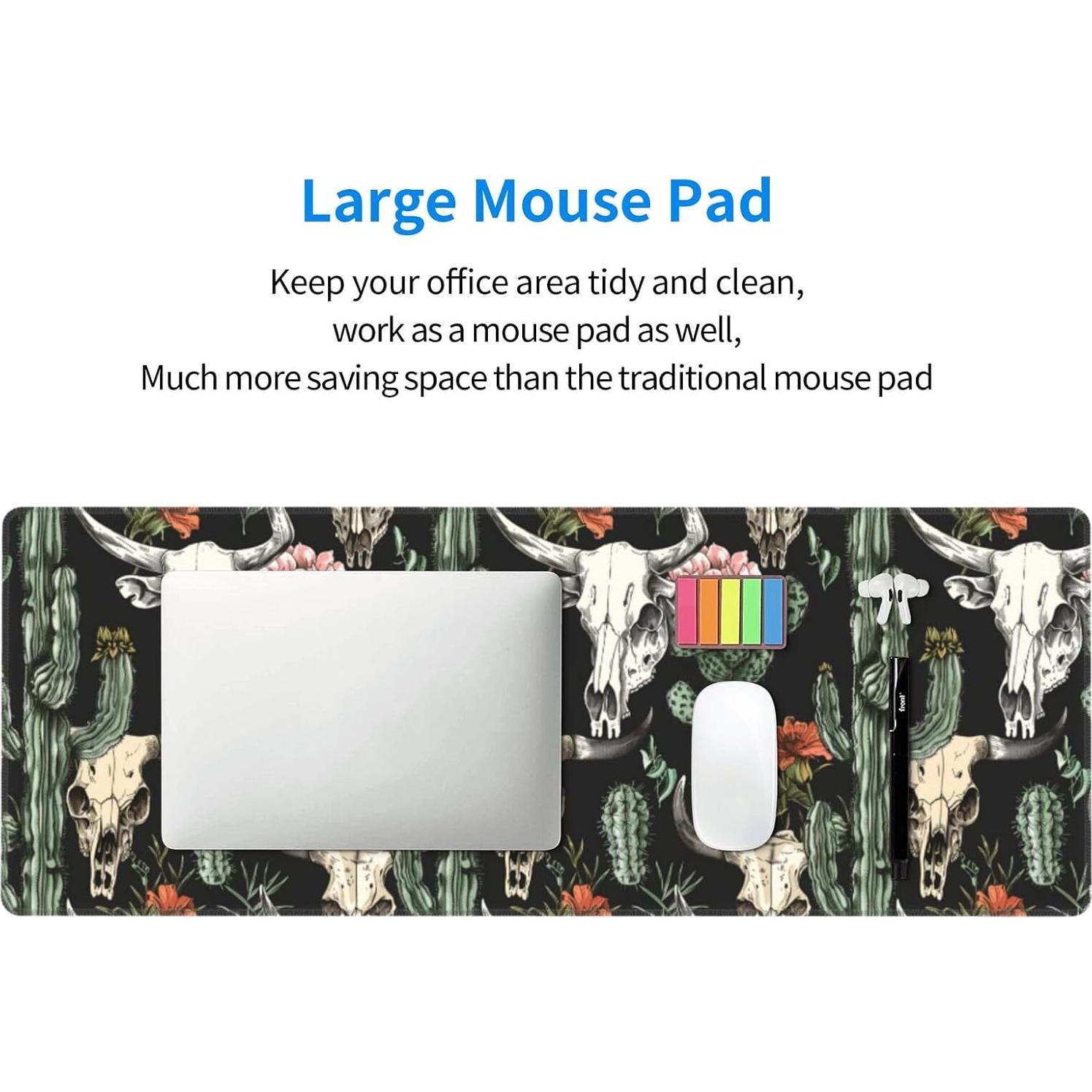 Alfombrilla de Ratón Grande Famame Cactus Cráneo de Toro 80x30 cm