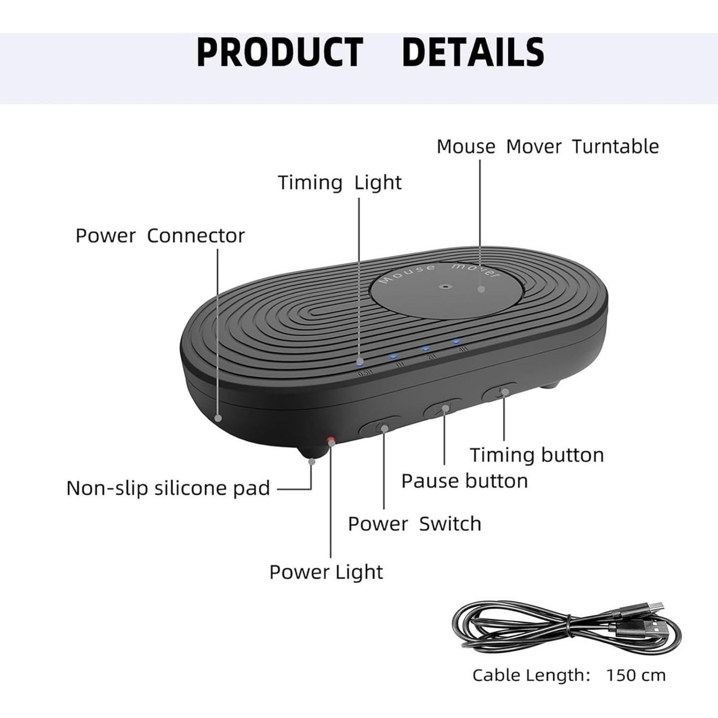 Dispositivo Jiggler de Movimiento de Ratón EANWireless Negro