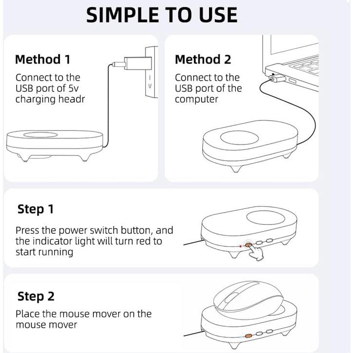 Dispositivo Jiggler de Movimiento de Ratón EANWireless Negro