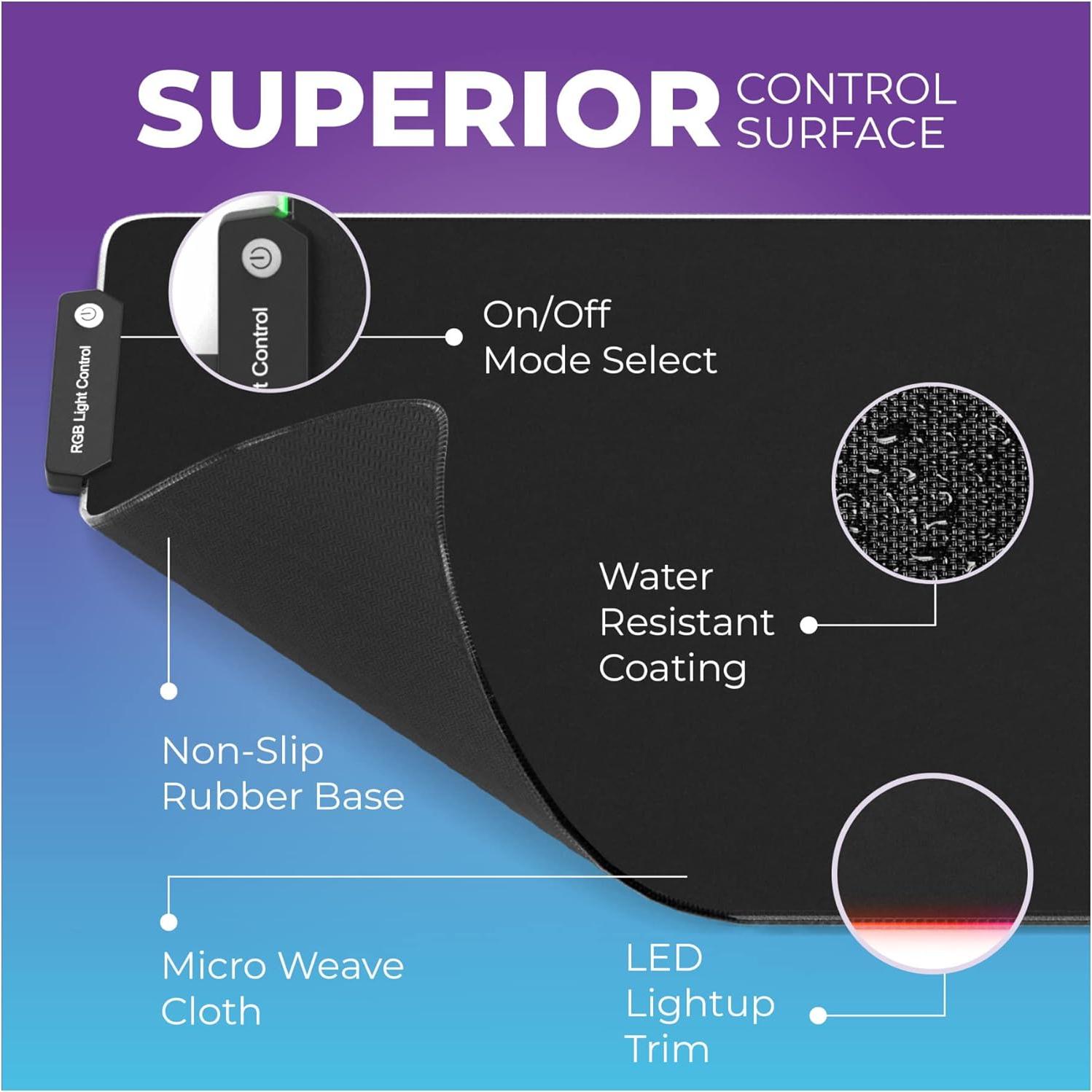 Alfombrilla de Ratón RGB Kratos Power 80x30.5cm Antideslizante
