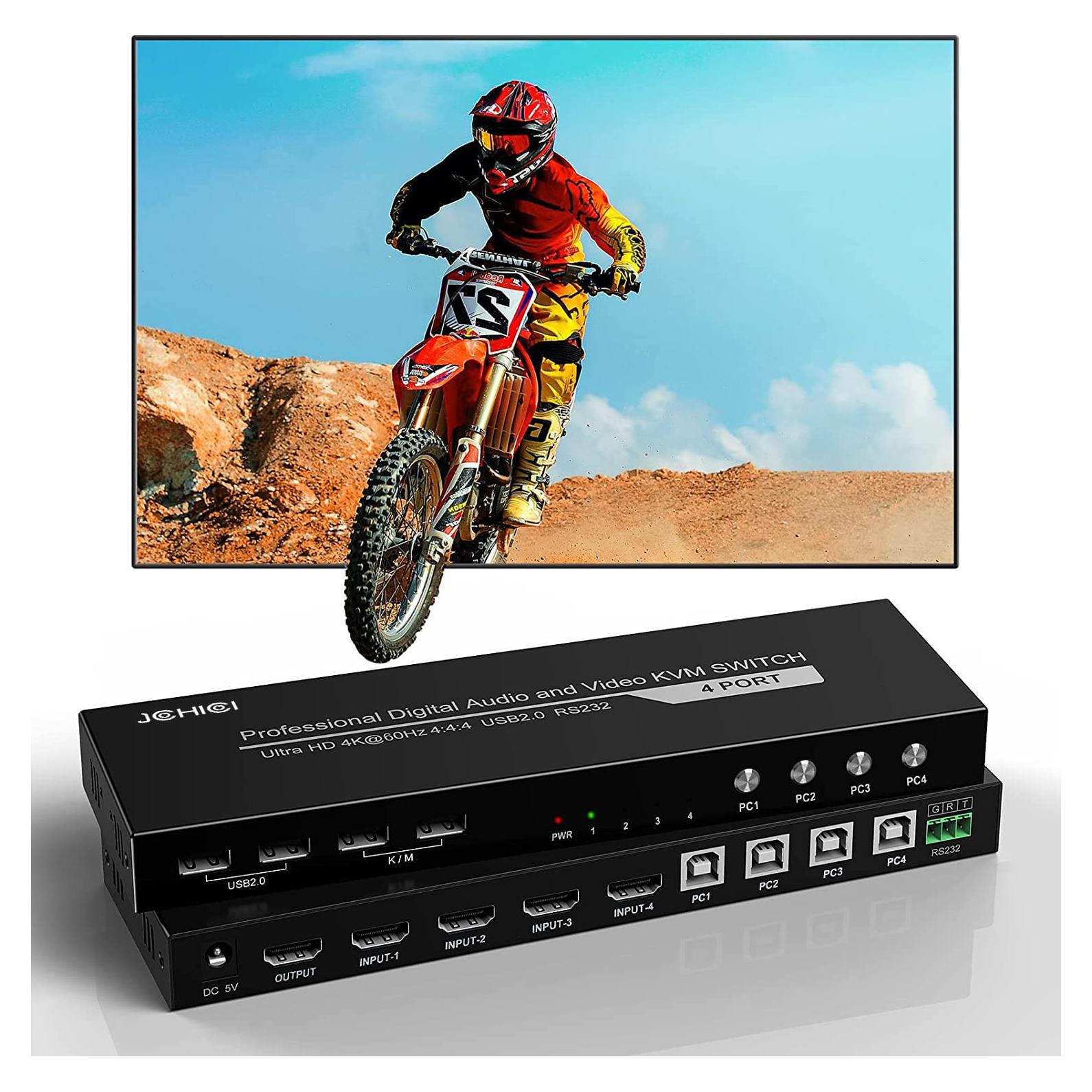 Interruptor KVM HDMI 4 Puertos JCHICI 4K 60Hz USB