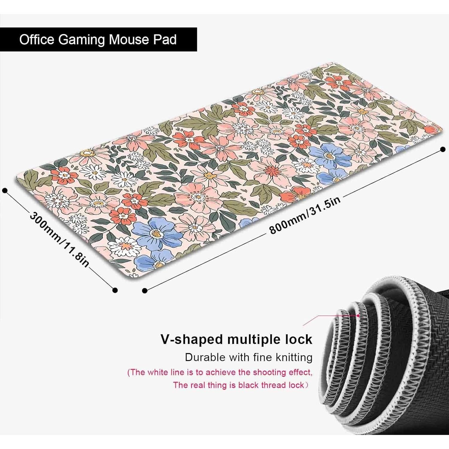 Alfombrilla de escritorio SXCKANG XL floral rosa azul 800x300mm