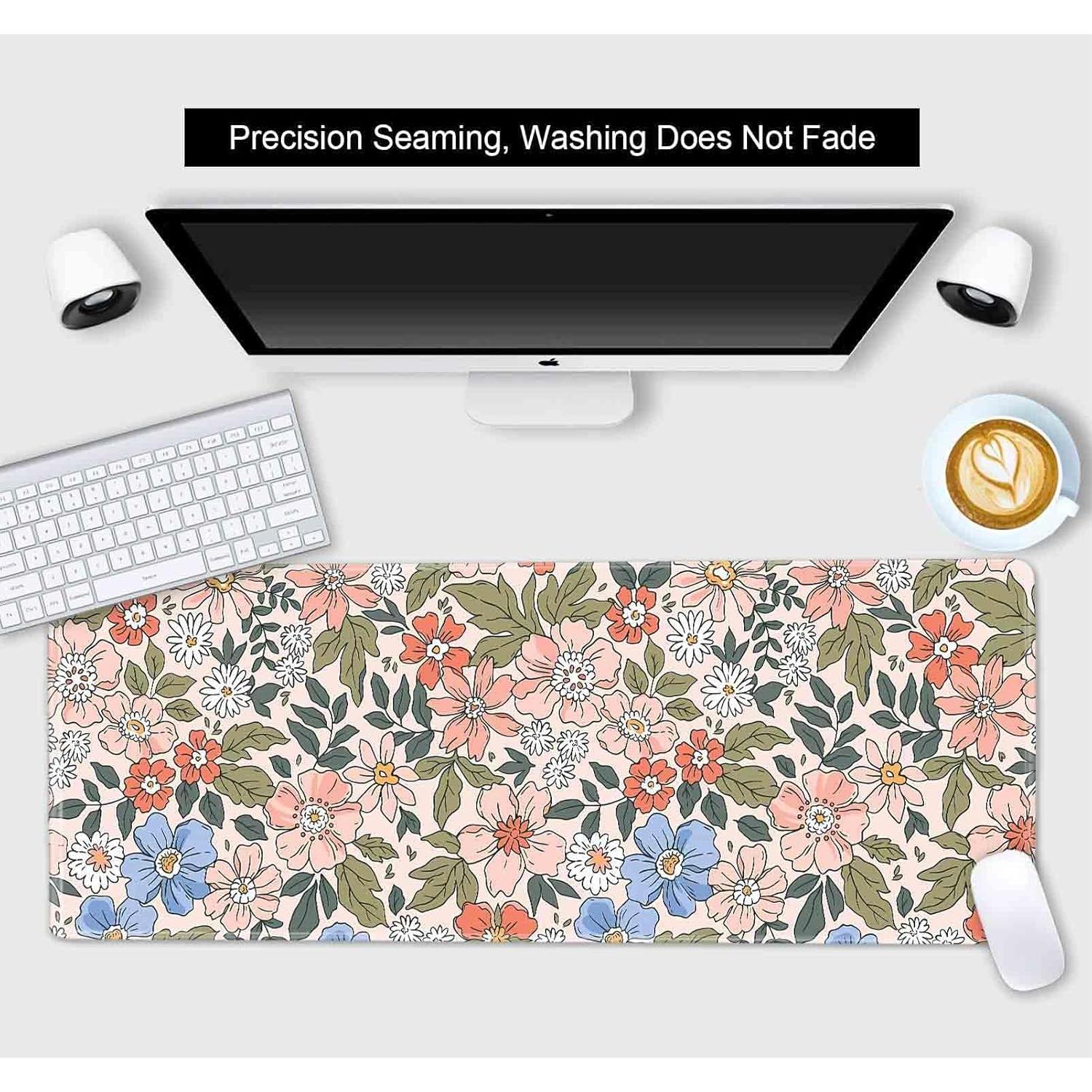 Alfombrilla de escritorio SXCKANG XL floral rosa azul 800x300mm