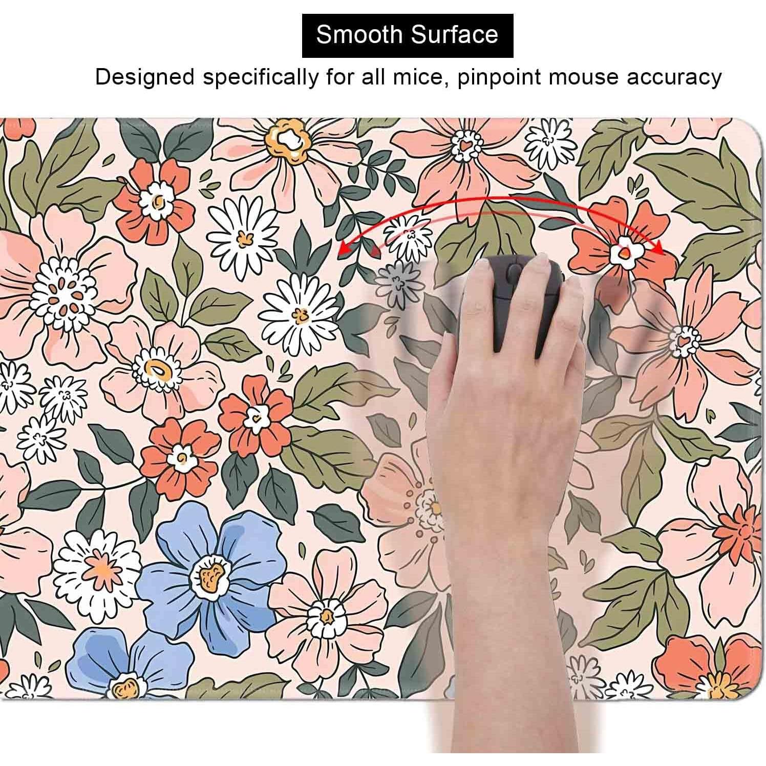 Alfombrilla de escritorio SXCKANG XL floral rosa azul 800x300mm