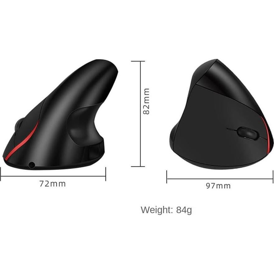 Vertical Mouse Wireless Computer Mice USB Charging Mode Ergonomics PC Laptop Office Protect Wrist Black