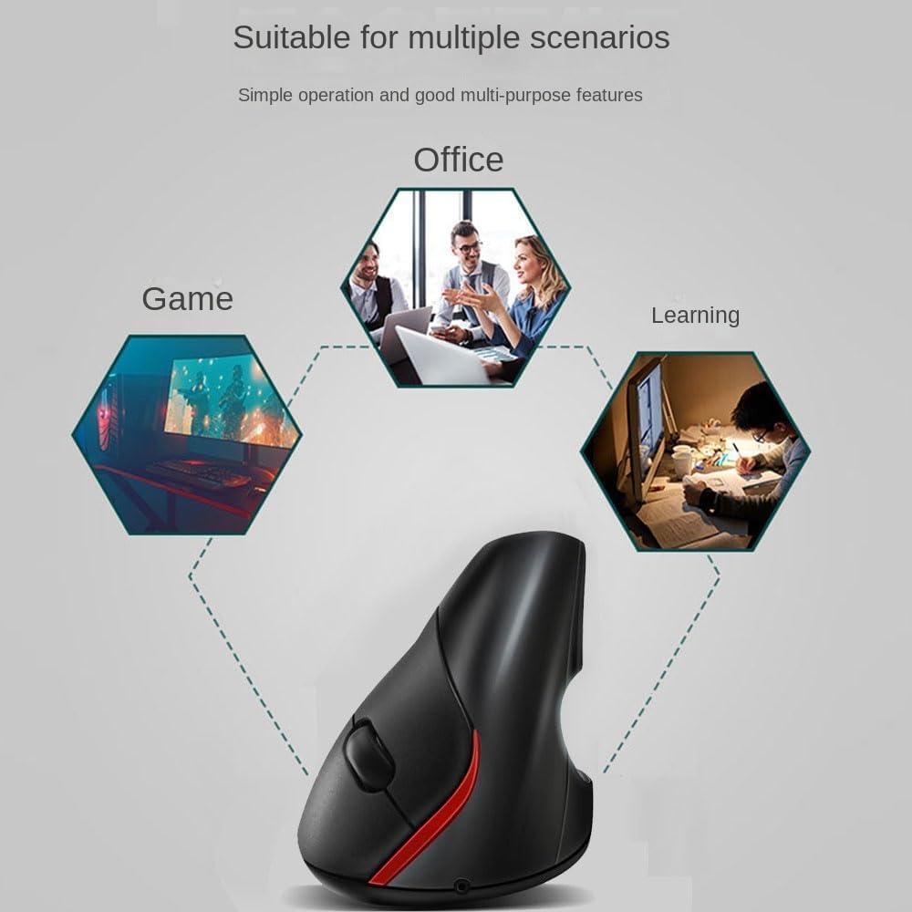 Vertical Mouse Wireless Computer Mice USB Charging Mode Ergonomics PC Laptop Office Protect Wrist Black