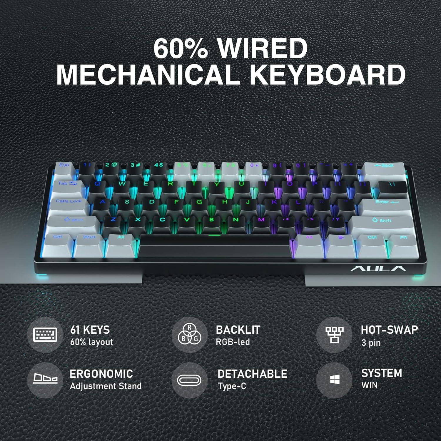 AULA SC580X Ratón Gaming Inalámbrico 10000DPI + Teclado Mecánico RGB