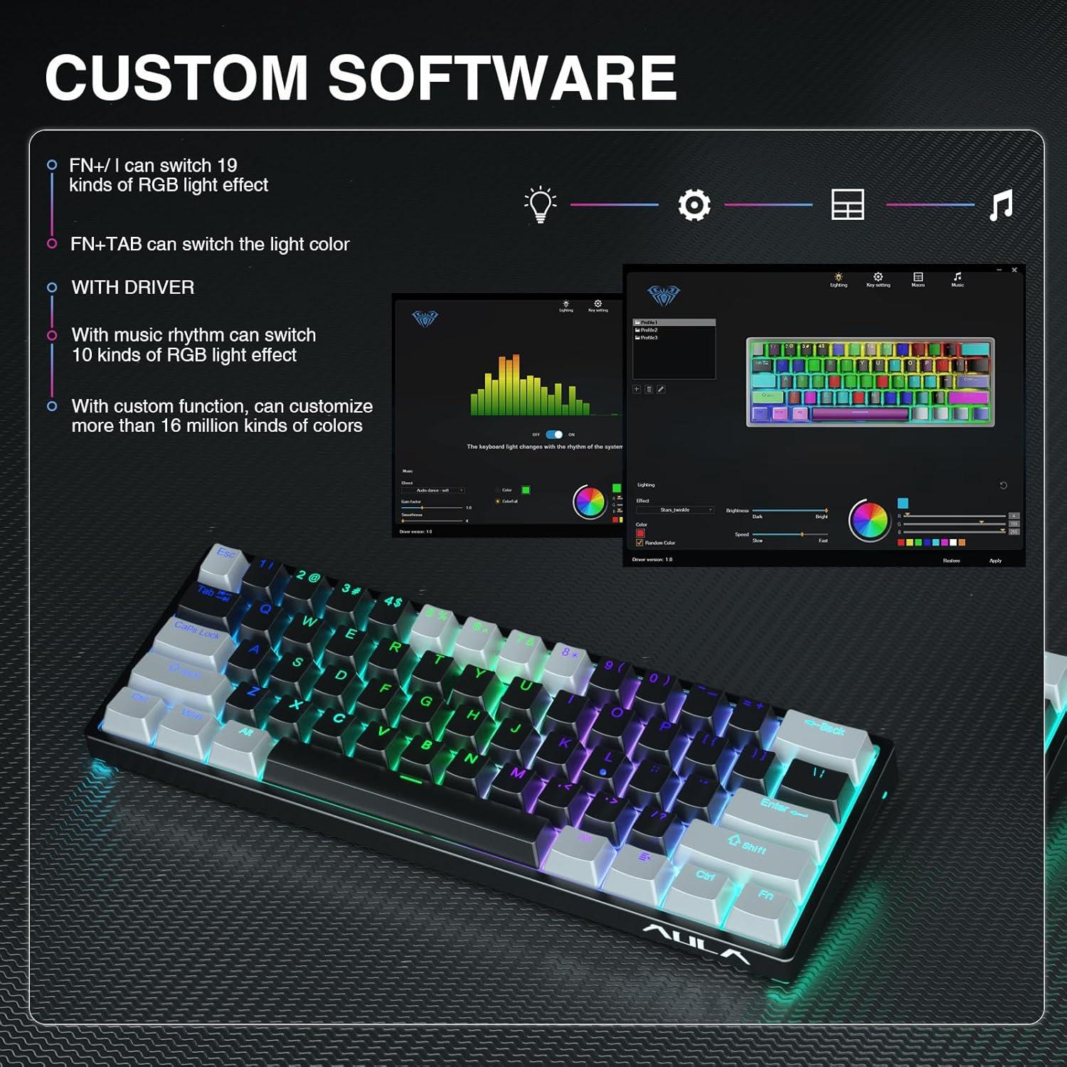 AULA SC580X Ratón Gaming Inalámbrico 10000DPI + Teclado Mecánico RGB