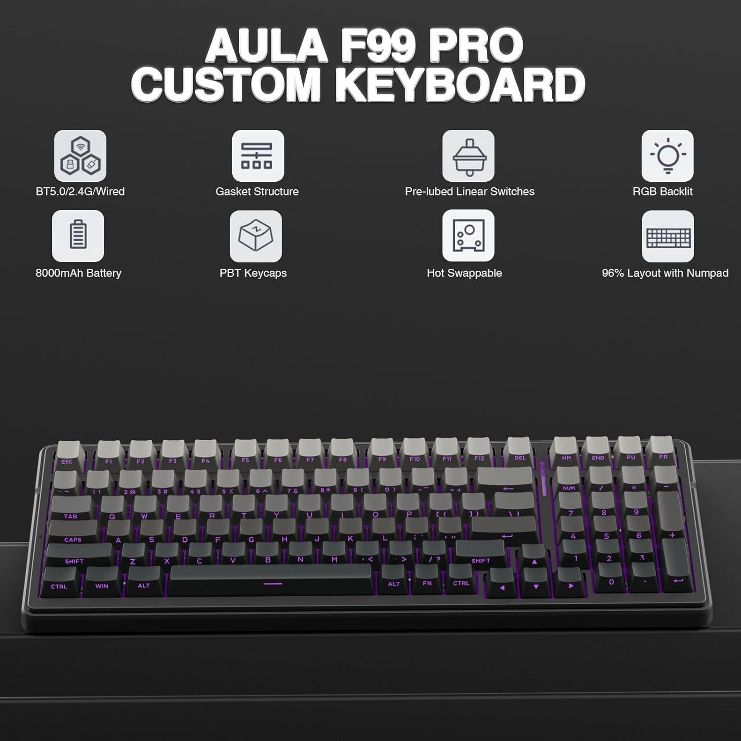 Combo Teclado Mecánico AULA F99 Pro + Ratón Inalámbrico SC580