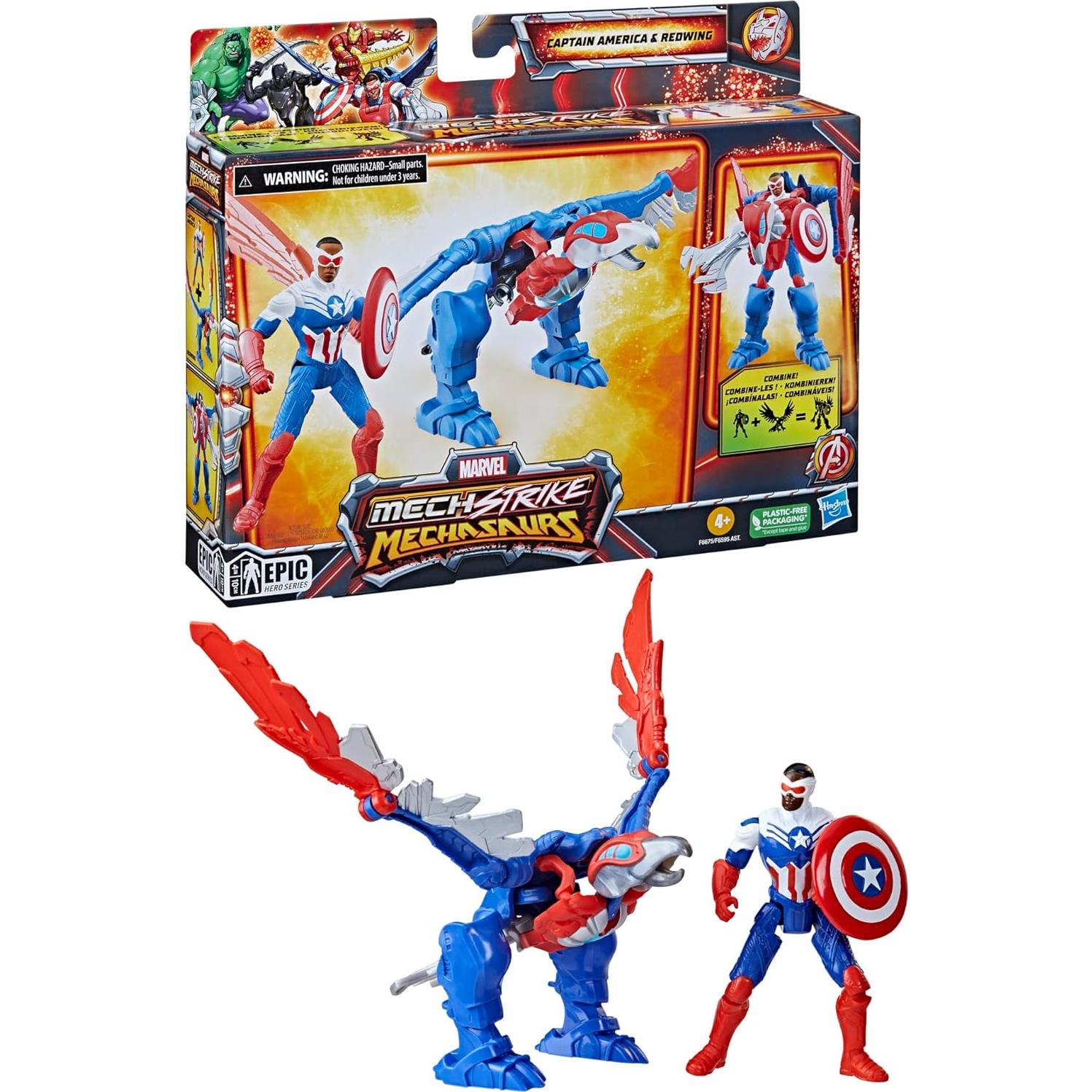 Figura de acción Capitán América Mechasaurs Hasbro 10 cm