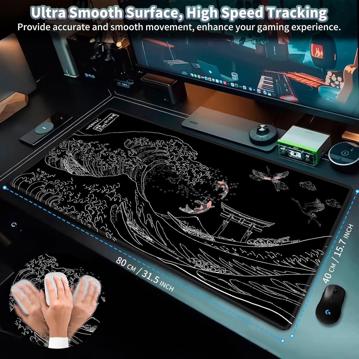 Alfombrilla de Ratón Grande EDGFRTOIO 800x400mm Ola del Mar