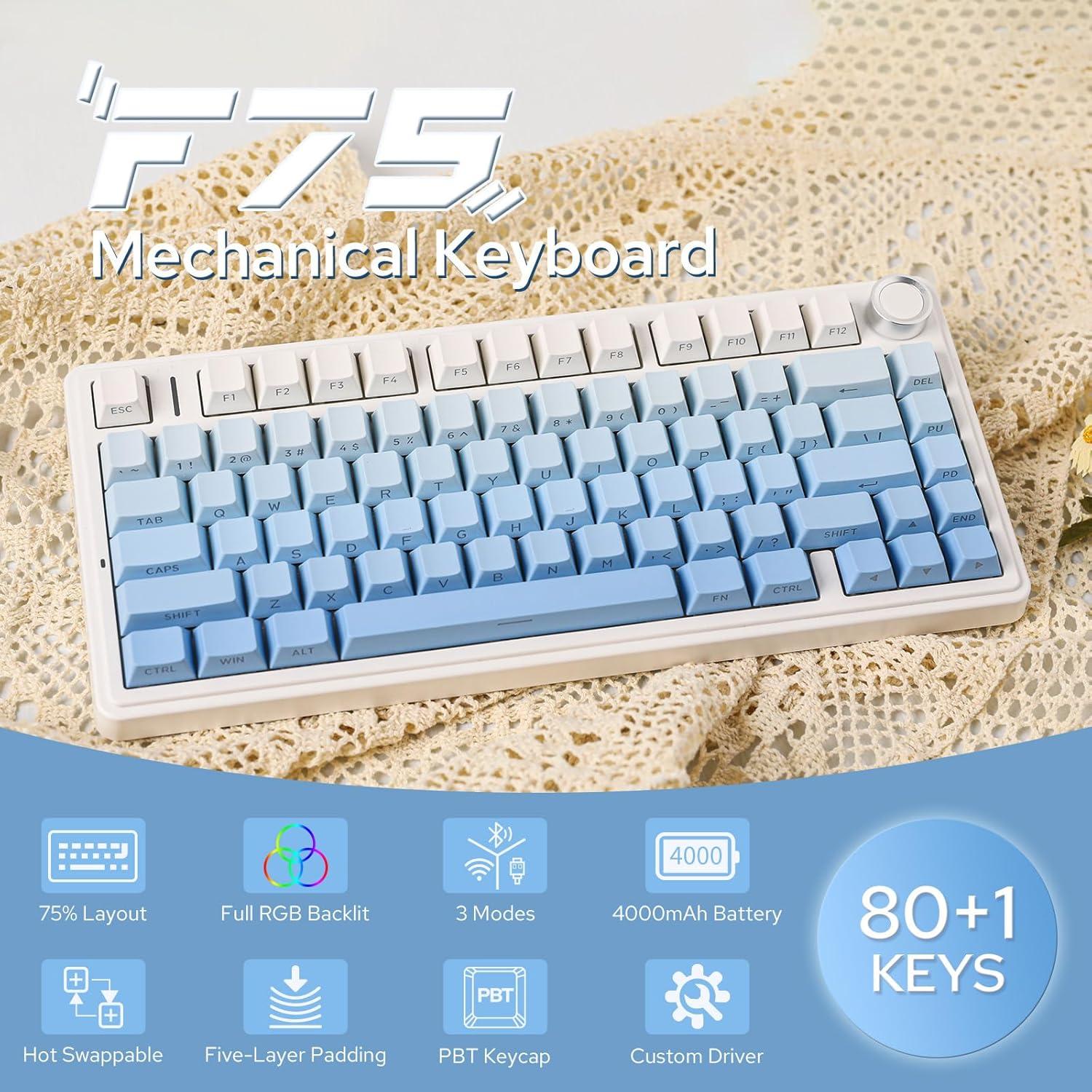 Teclado Mecánico EPOMAKER F75 Gasket + Ratón Gaming Inalámbrico