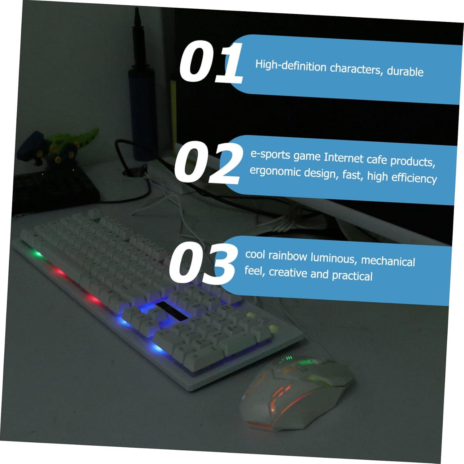 Kit Teclado y Ratón Gamer USB Gadpiparty Blanco Ergonómico