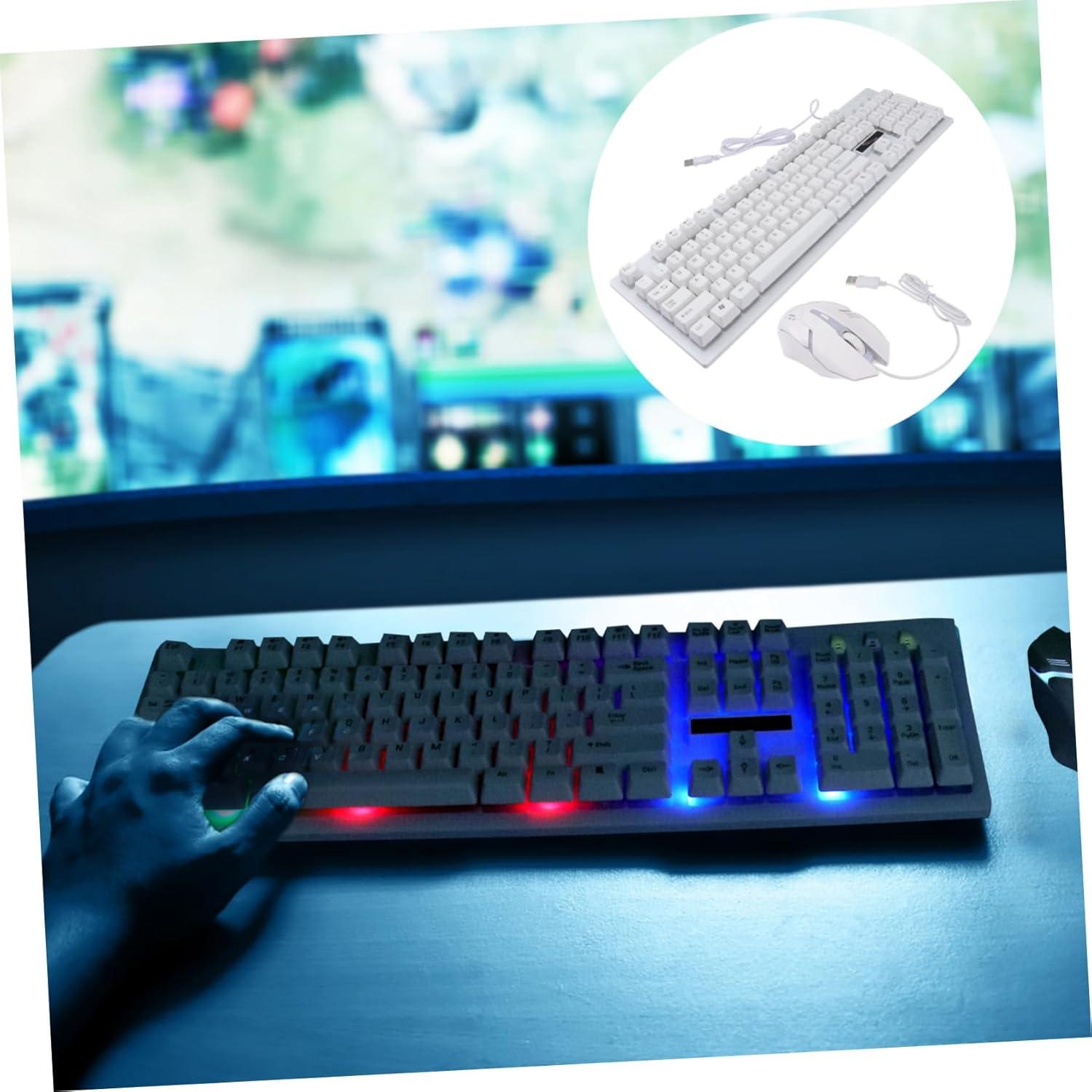 Kit Teclado y Ratón Gamer USB Gadpiparty Blanco Ergonómico