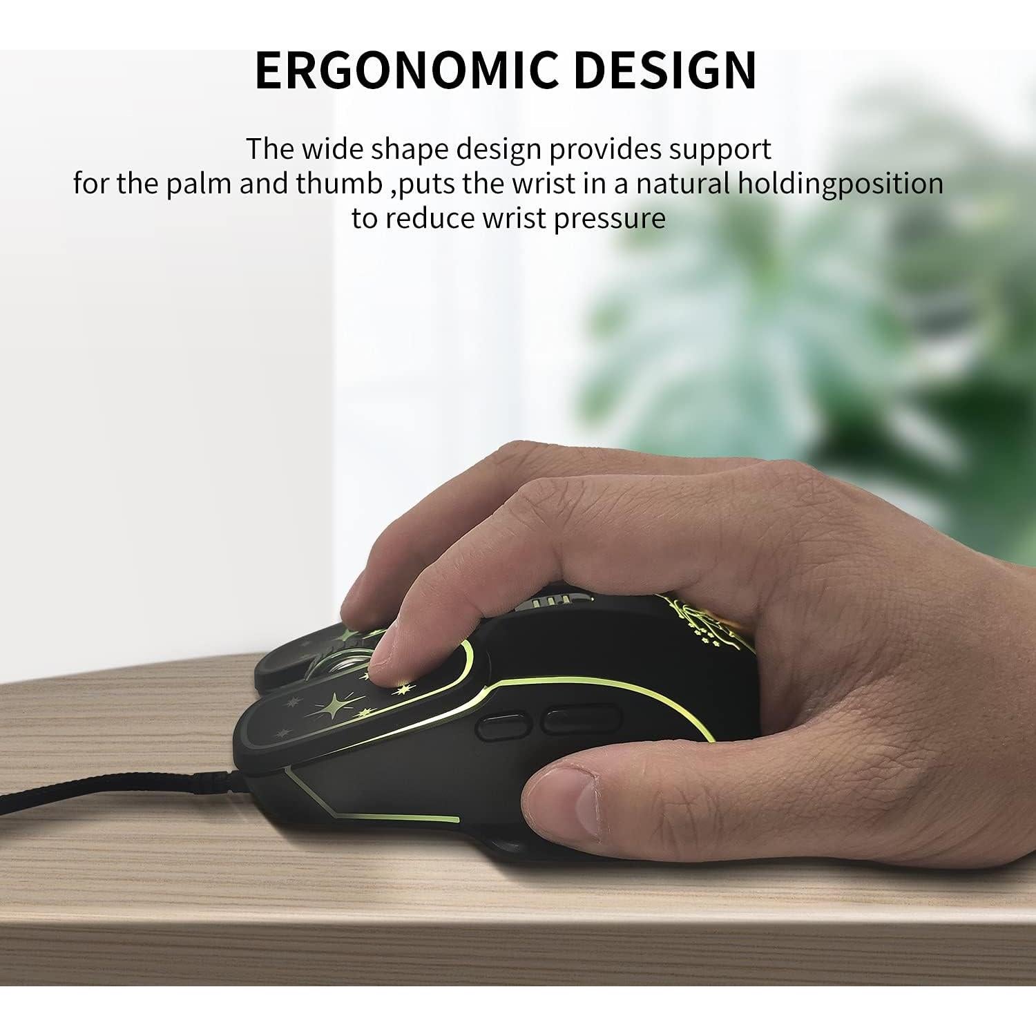 Ratón óptico ergonómico Greshare GS-601 USB 7200 DPI negro