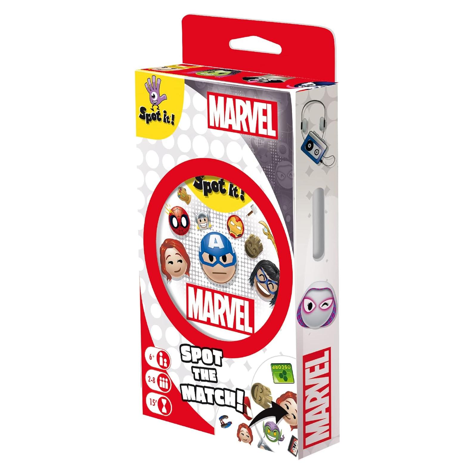 Spot It! Emojis Marvel - Juego de Cartas Familiar 2-8 Jugadores