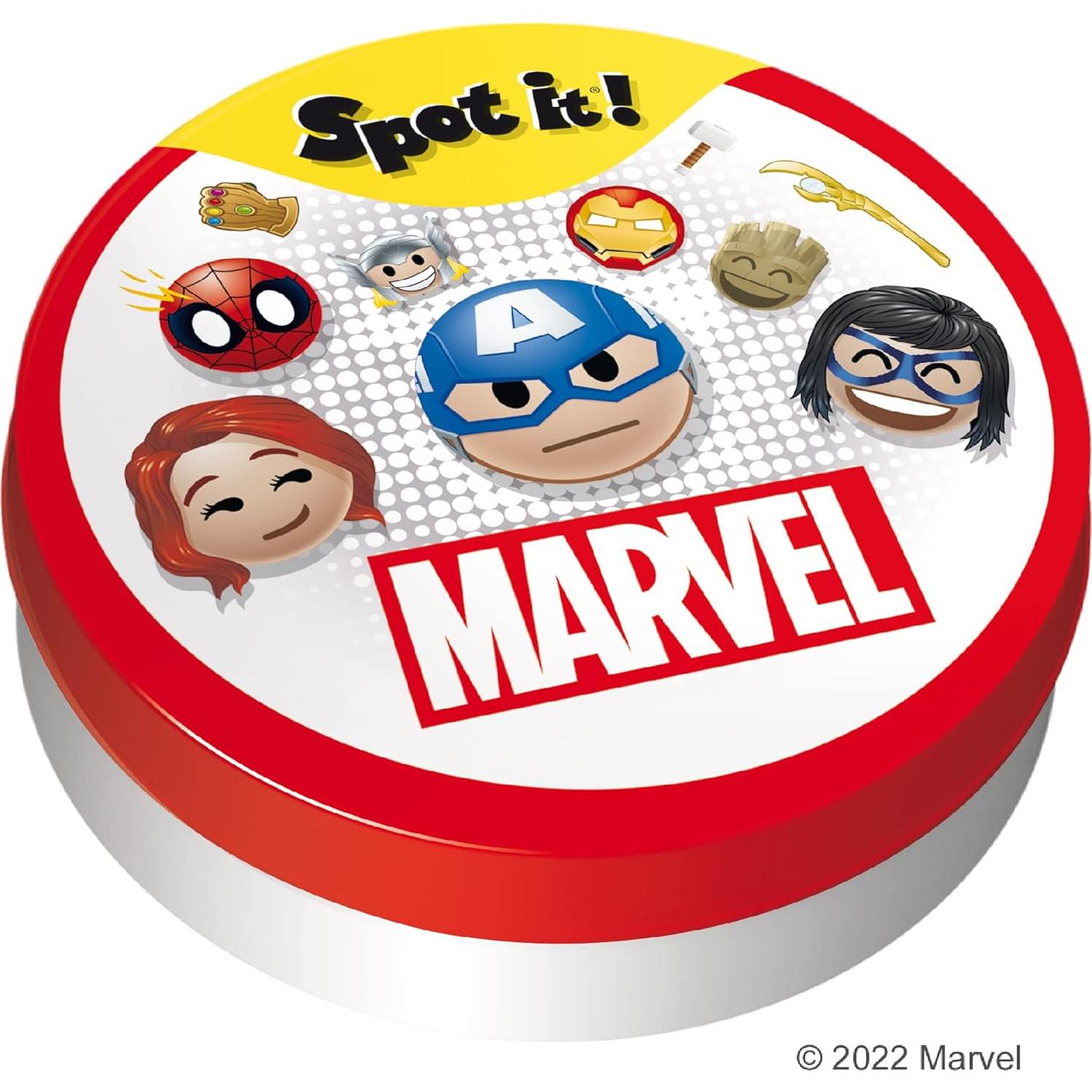 Spot It! Emojis Marvel - Juego de Cartas Familiar 2-8 Jugadores