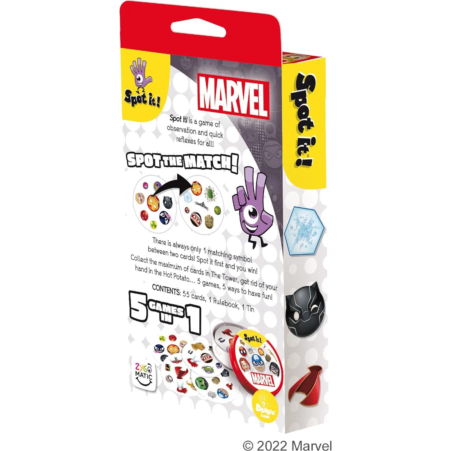 Spot It! Emojis Marvel - Juego de Cartas Familiar 2-8 Jugadores