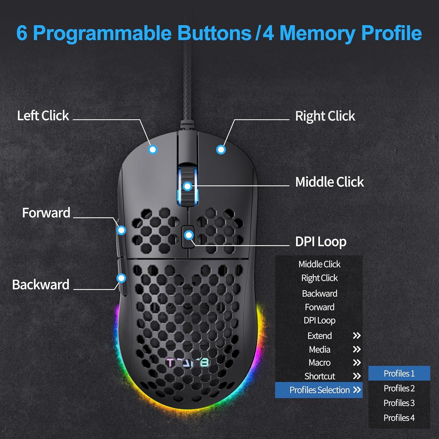 Kit Gaming TMKB M1SE: Ratón Honeycomb y Teclado Mecánico 60%