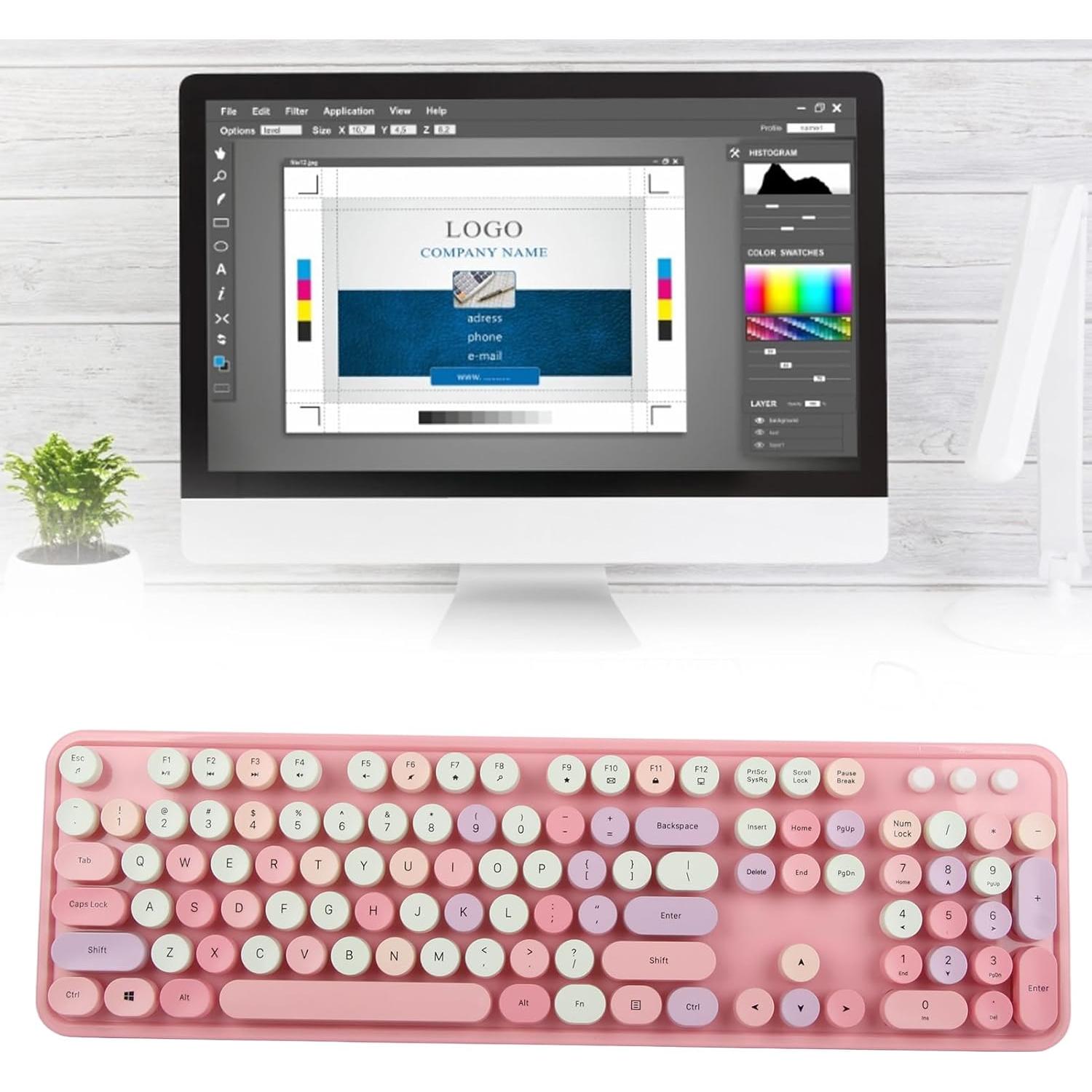 Set Teclado y Ratón Inalámbrico VGEBY Retro 104 Teclas