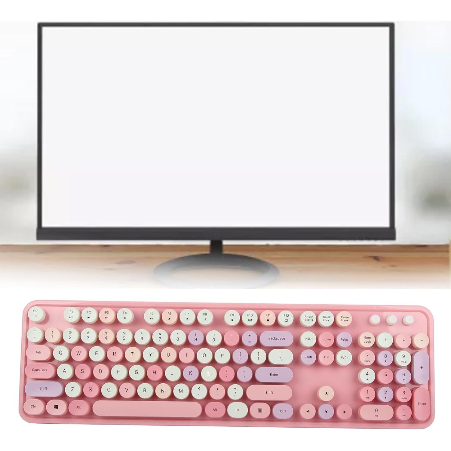 Set Teclado y Ratón Inalámbrico VGEBY Retro 104 Teclas