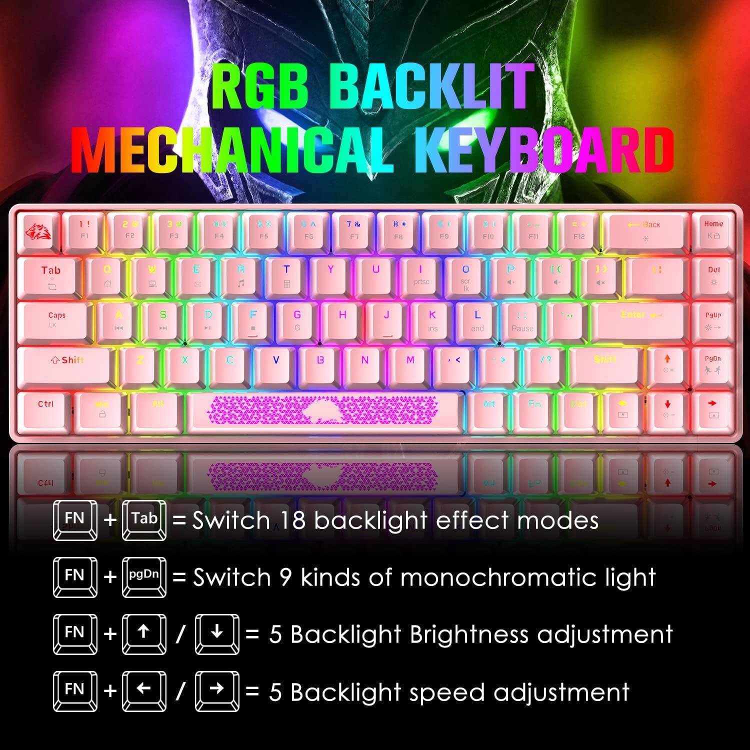 Teclado Mecánico Gaming A.JAZZ SELORSS T8 Pro Rosa 60% + Ratón Inalámbrico