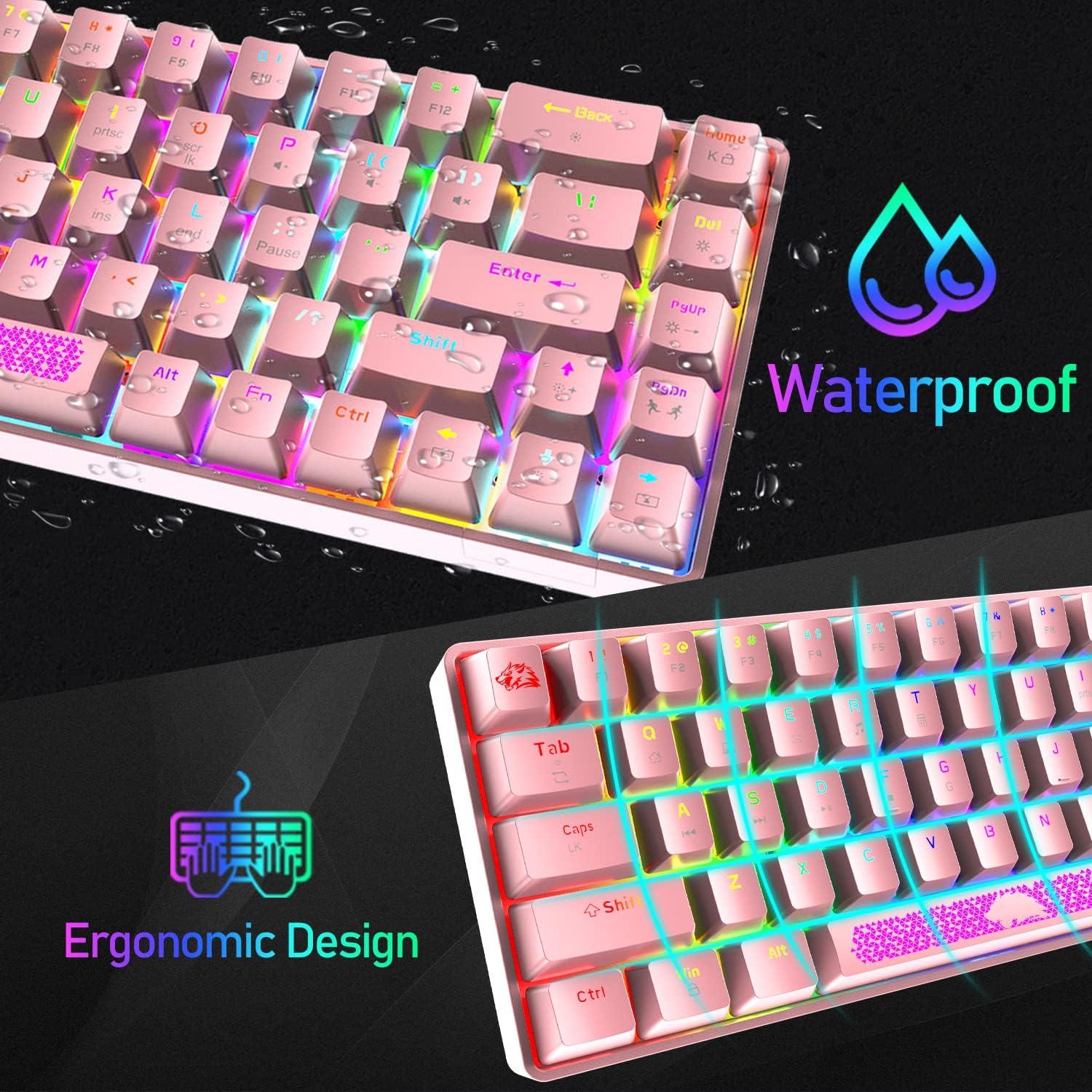 Teclado Mecánico Gaming A.JAZZ SELORSS T8 Pro Rosa 60% + Ratón Inalámbrico