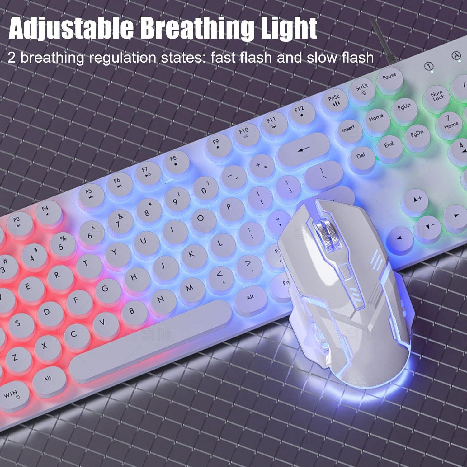 Combo Teclado Mecánico y Ratón RGB Zunate 104 Teclas Blanco