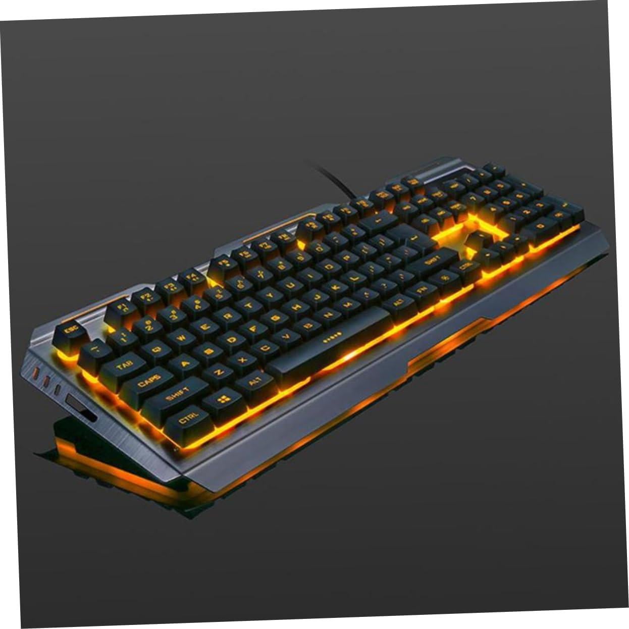 HOMSFOU USB Backlit Ergonomic Mechanical Keyboard and Mouse Set Led Gaming Keyboard Mouse Tungsten