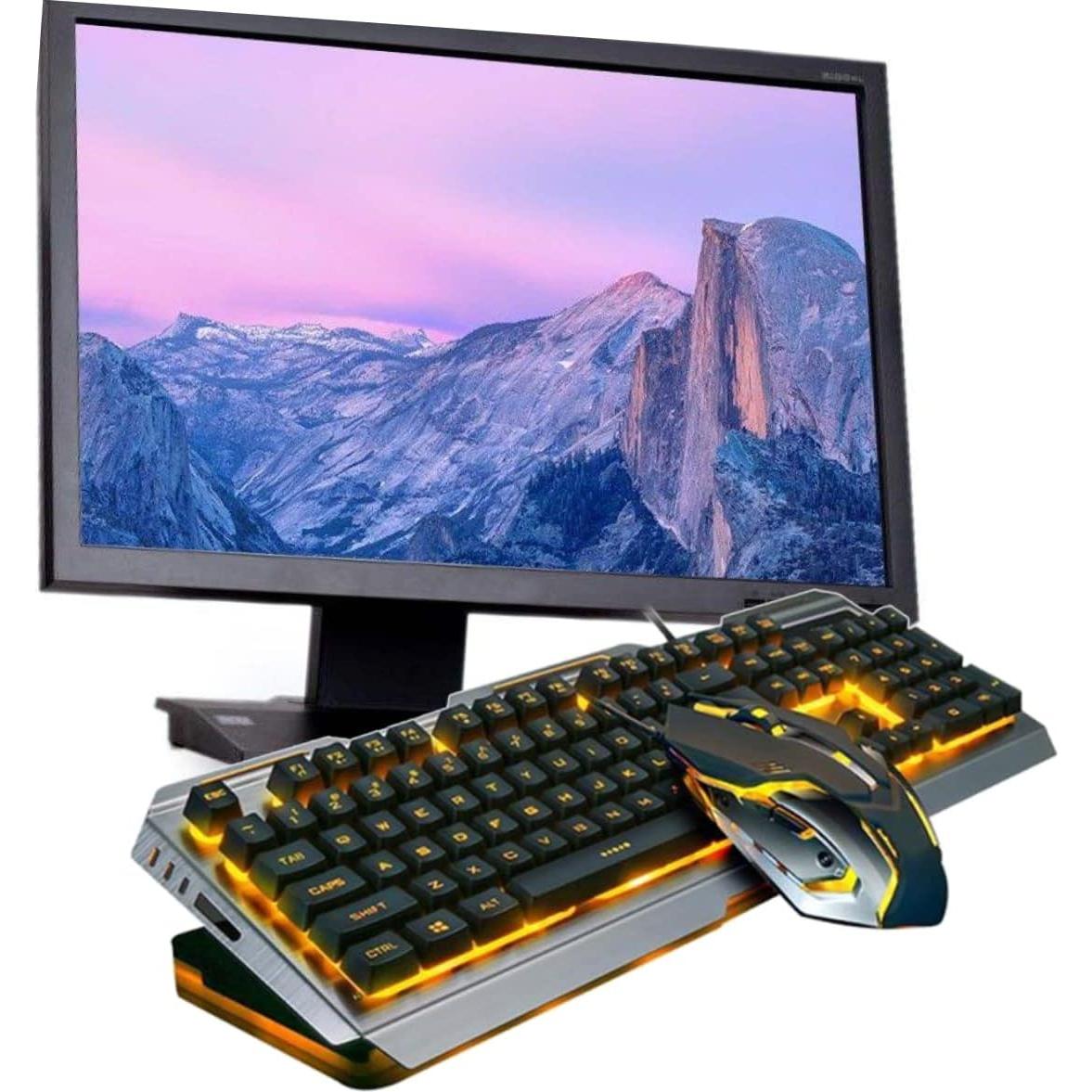 HOMSFOU USB Backlit Ergonomic Mechanical Keyboard and Mouse Set Led Gaming Keyboard Mouse Tungsten