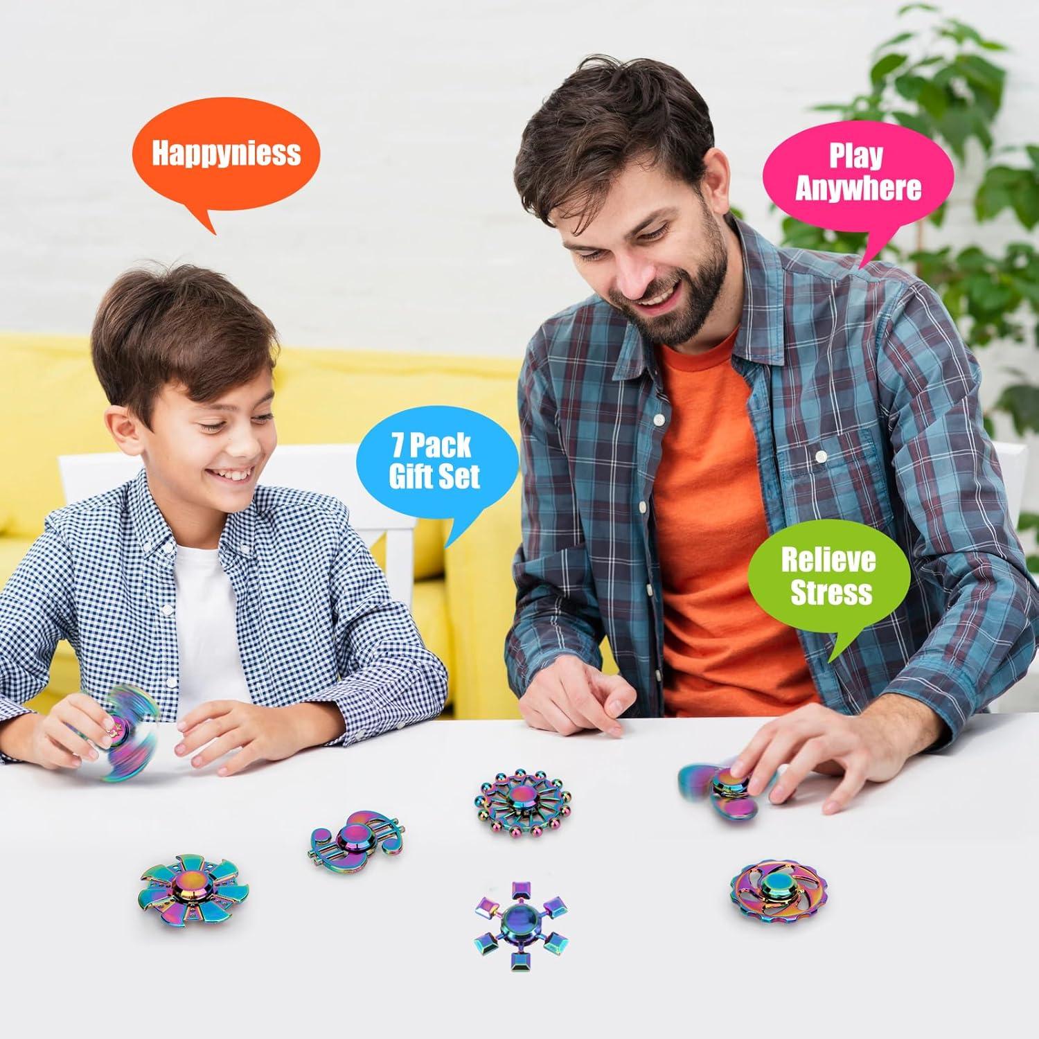 Set de 7 Spinners Fidget Metálicos Umnodobn Alivio Estrés