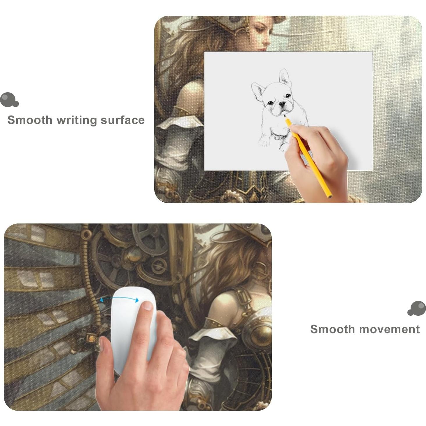 Large Mechanical Angel Mouse Pad 35.5 x 16 Inch with Anti-Fray Stitching, Non-Slip Rubber Base, Ideal for Gaming & Office Use