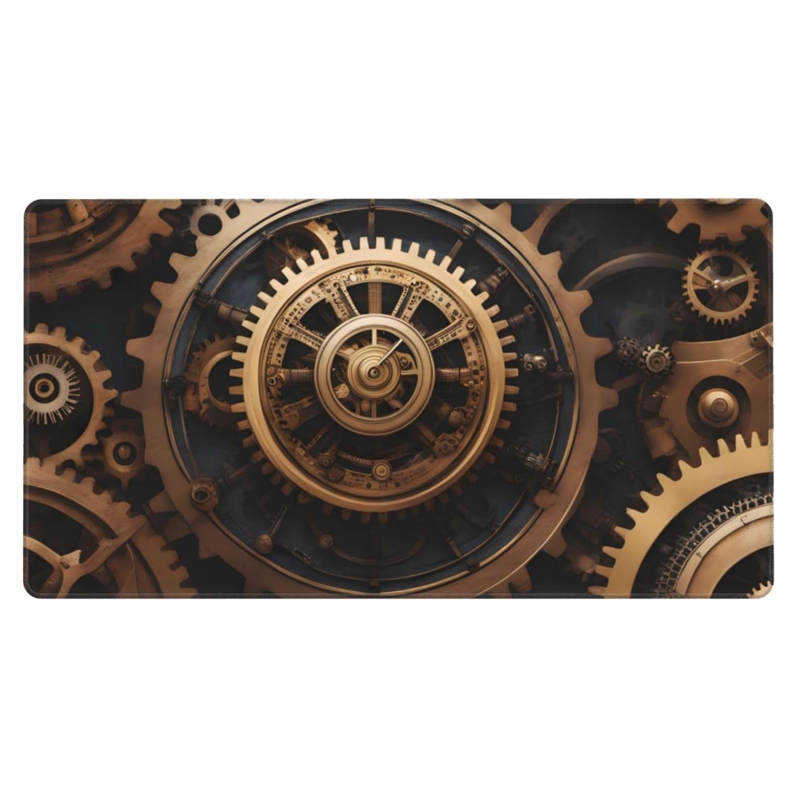 Steampunk Mechanical Gears Pattern Large Office Gaming Mouse pad 16 x 29.5 in : Strong Adhesion and Durability Precision Edge Locking