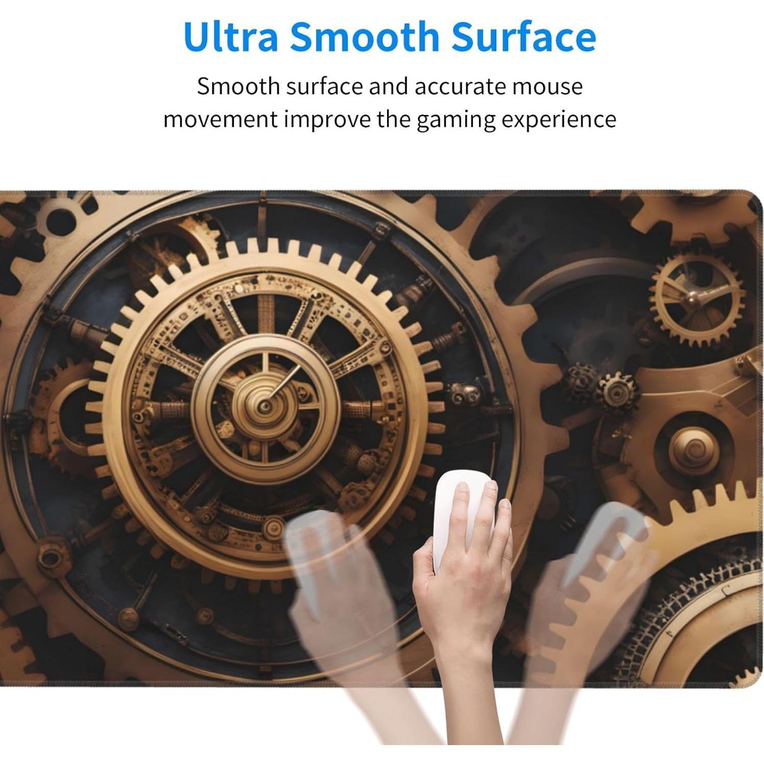 Steampunk Mechanical Gears Pattern Large Office Gaming Mouse pad 16 x 29.5 in : Strong Adhesion and Durability Precision Edge Locking