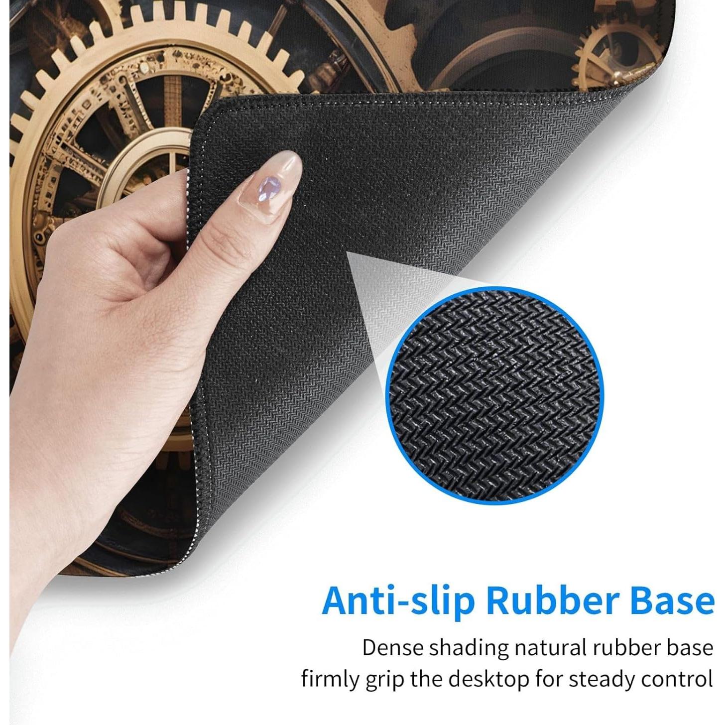 Steampunk Mechanical Gears Pattern Large Office Gaming Mouse pad 16 x 29.5 in : Strong Adhesion and Durability Precision Edge Locking