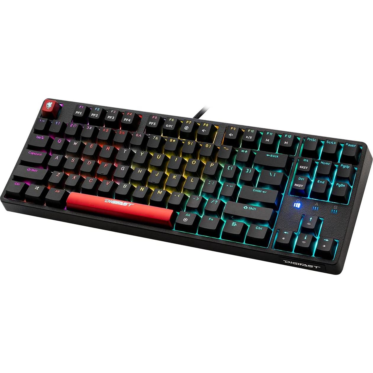 CS-21 Mechanical Gaming Keyboard - RGB Backlit Gaming Keyboard - Tenkeyless TKL Gaming Chronus Series Keyboard with Cherry MX Switches (Blue Axis)