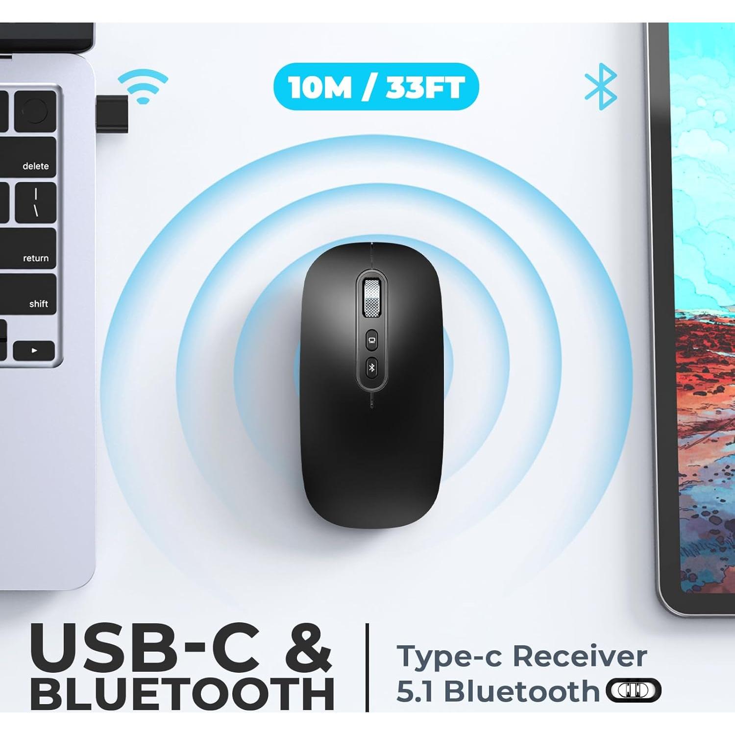 Ratón Inalámbrico USB-C RaceGT Recargable Silencioso Negro