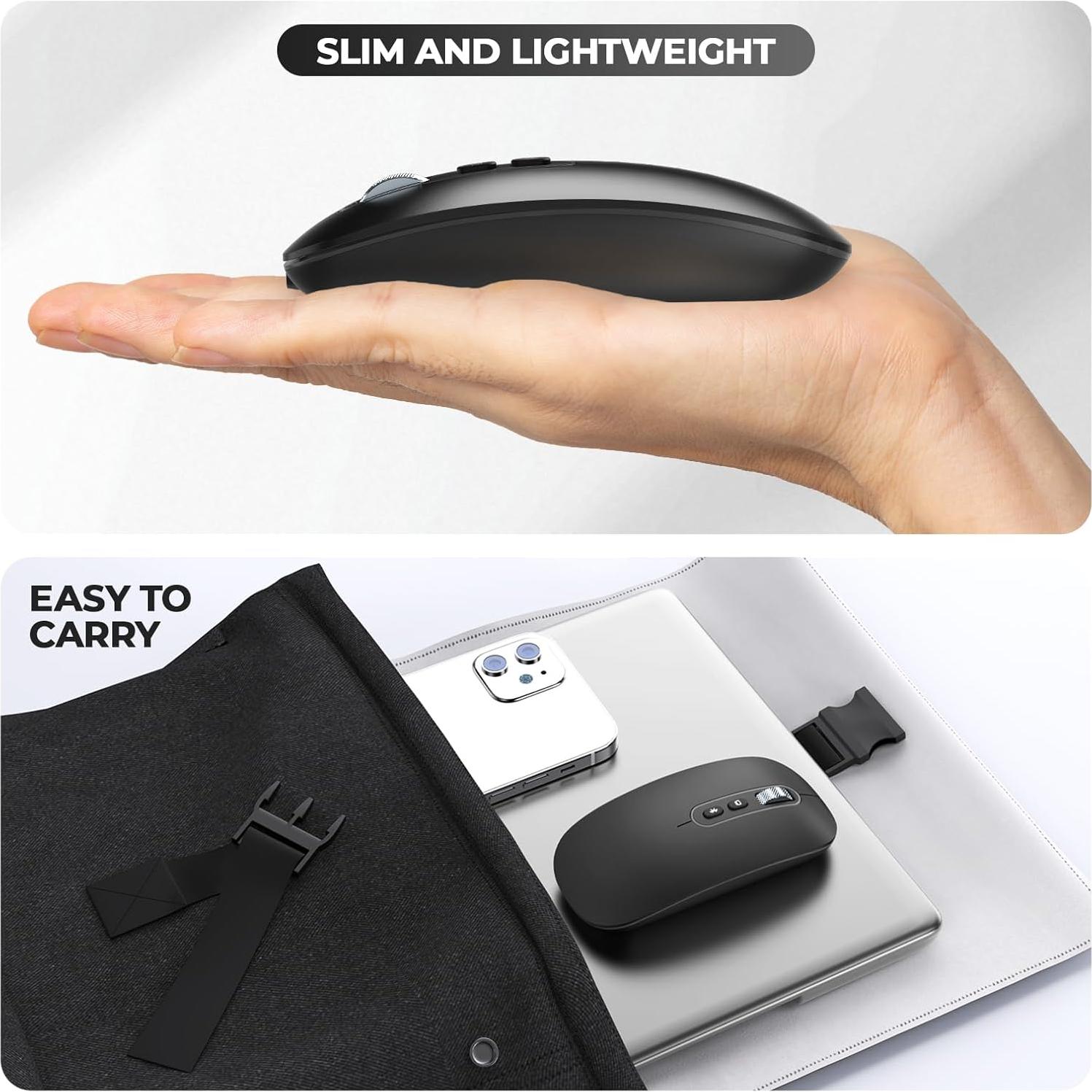 Ratón Inalámbrico USB-C RaceGT Recargable Silencioso Negro