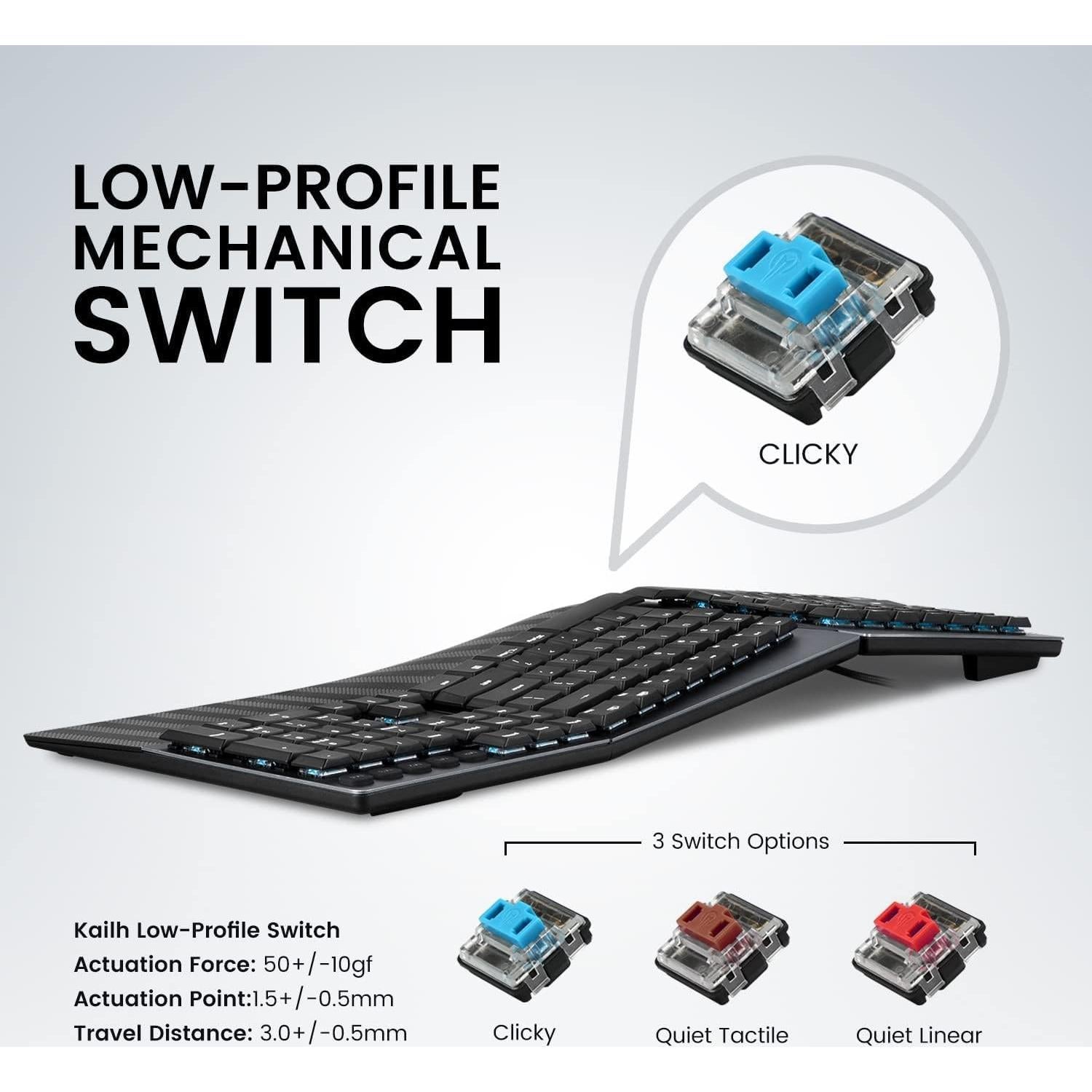 Teclado Mecánico Ergonómico Perixx PERIBOARD-535BL USB