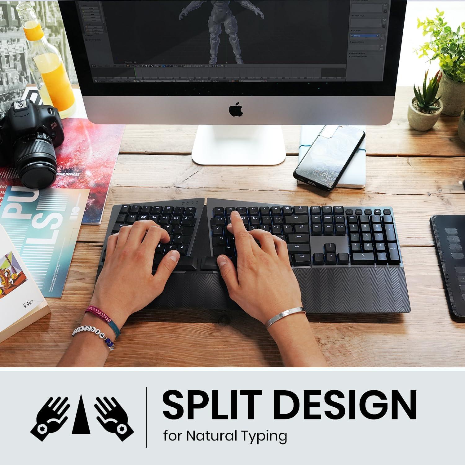 Teclado Mecánico Ergonómico Inalámbrico Perixx PERIBOARD-835 RGB